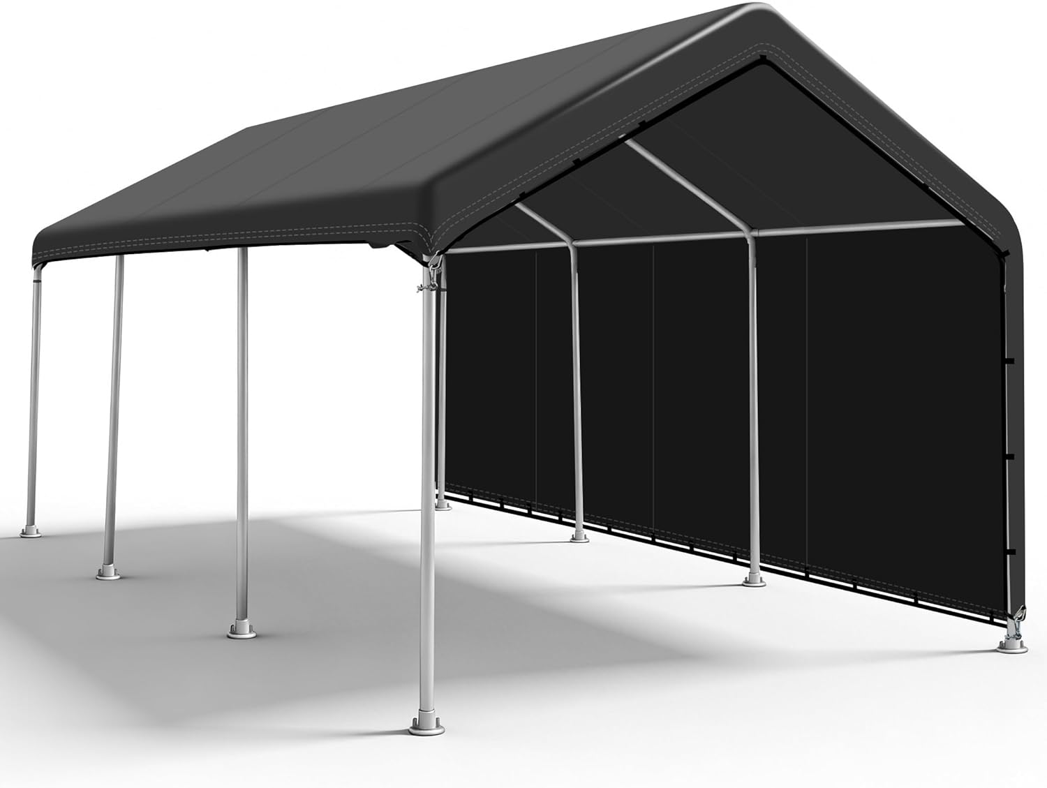SIHAIAN 10 x 20 Ft Carport Replacement Canopy Cover with Sidewall(No Frame) Easy to Set up Carport Canopy, 500D Heavy-Duty Garage Top Tent Tarp Waterproof and UV Protected (Only Canopy Cover) Black