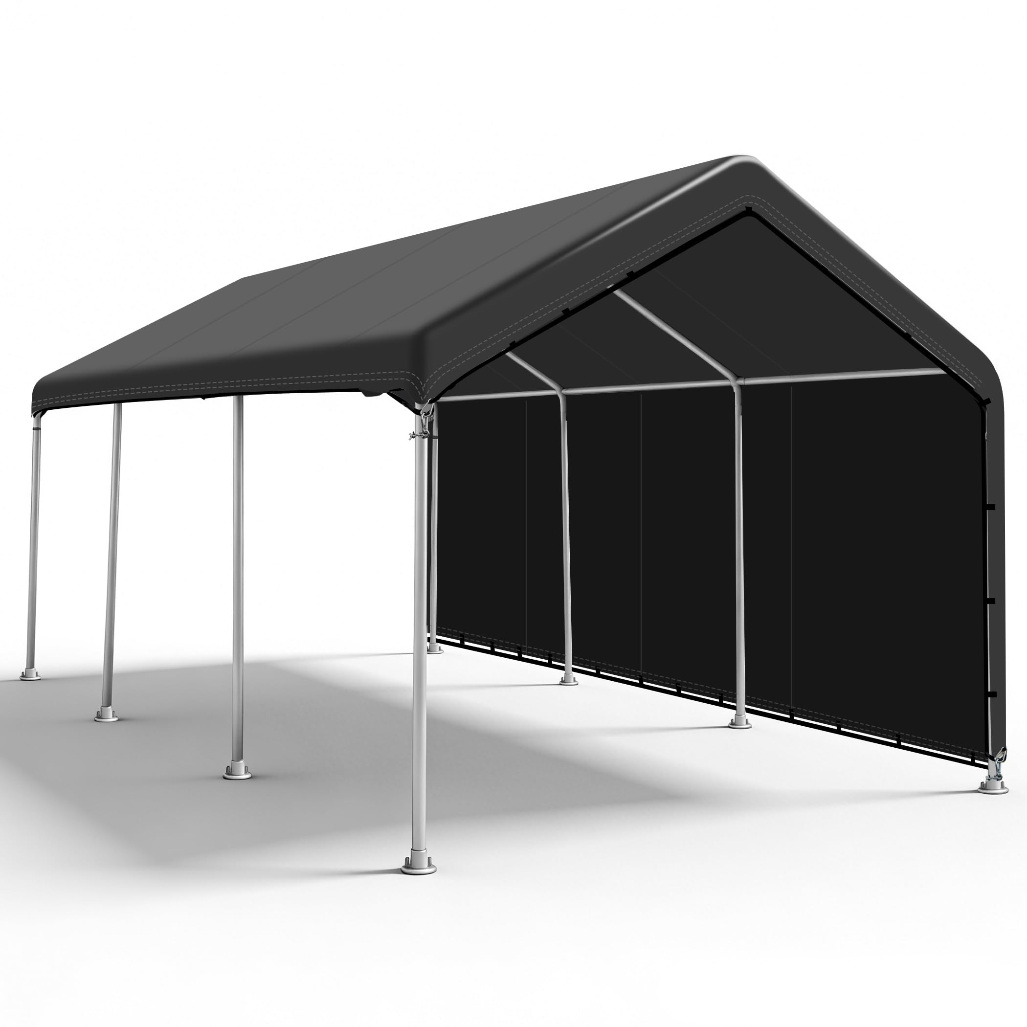Photo 1 of SIHAIAN 10 x 20 Ft Carport Replacement Canopy Cover with Sidewall(No Frame) Easy to Set up Carport Canopy, 500D Heavy-Duty Garage Top Tent Tarp Waterproof and UV Protected (Only Canopy Cover) Black