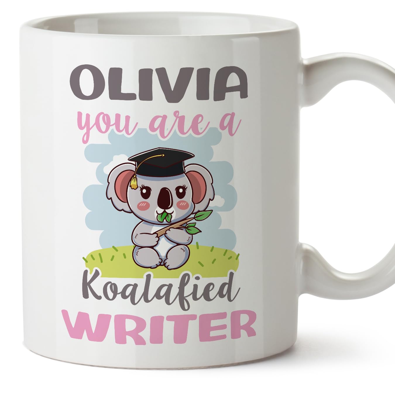 MUGFFINS Personalised Mug for Writer Woman - in English - Custom Koalafied - Funny Custom Gift for Colleagues - Ceramic 11oz Mug — image 1