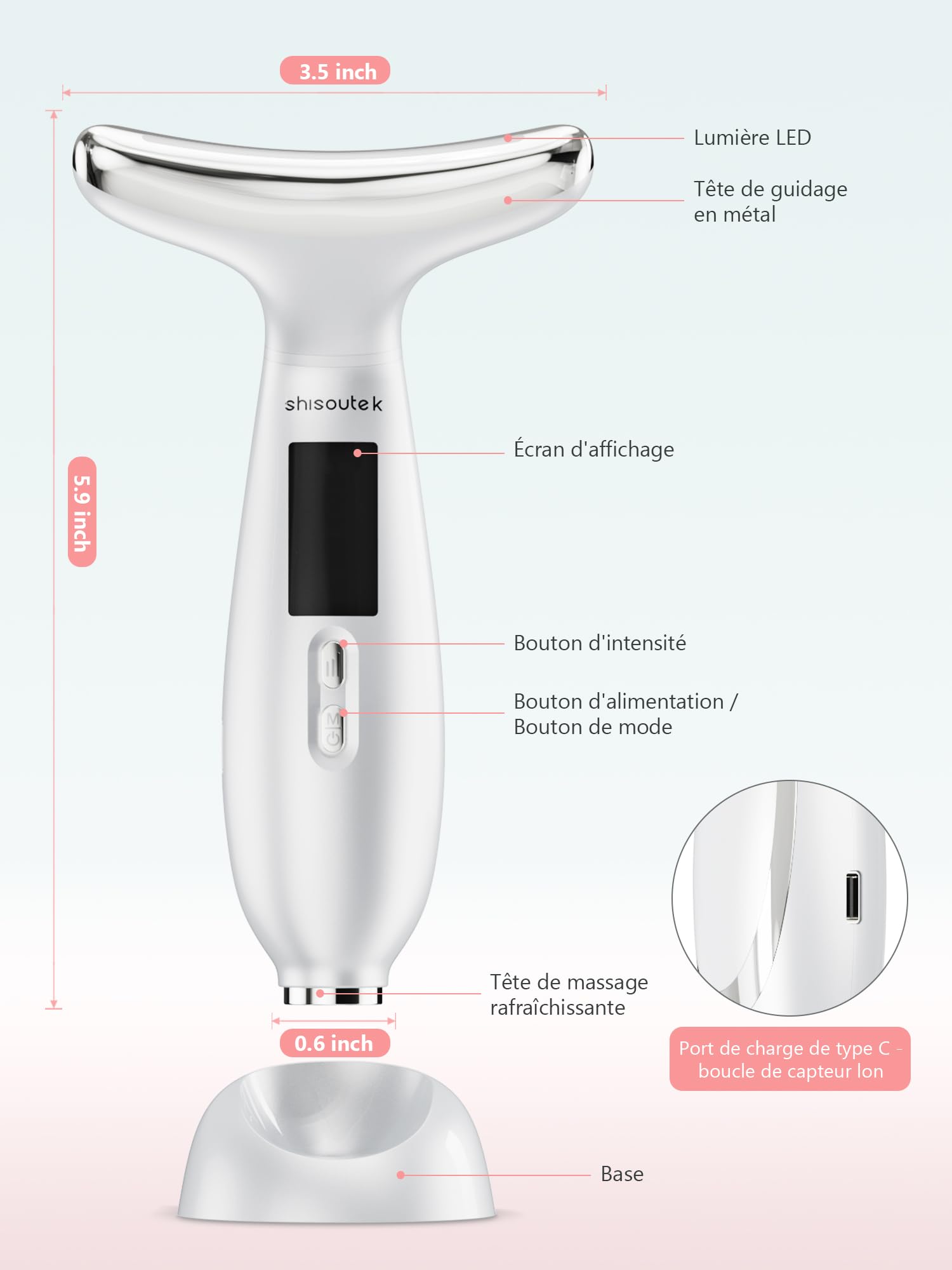 Appareil Anti Rides Visage Massage: Masseur Double Menton Lifting à 5°C Froid et 45°C Chaleur - Appareil de Beauté Electrique à 6 Modes LED 4 Couleurs - Visage Cou EMS Anti-Âge Raffermissement Massage