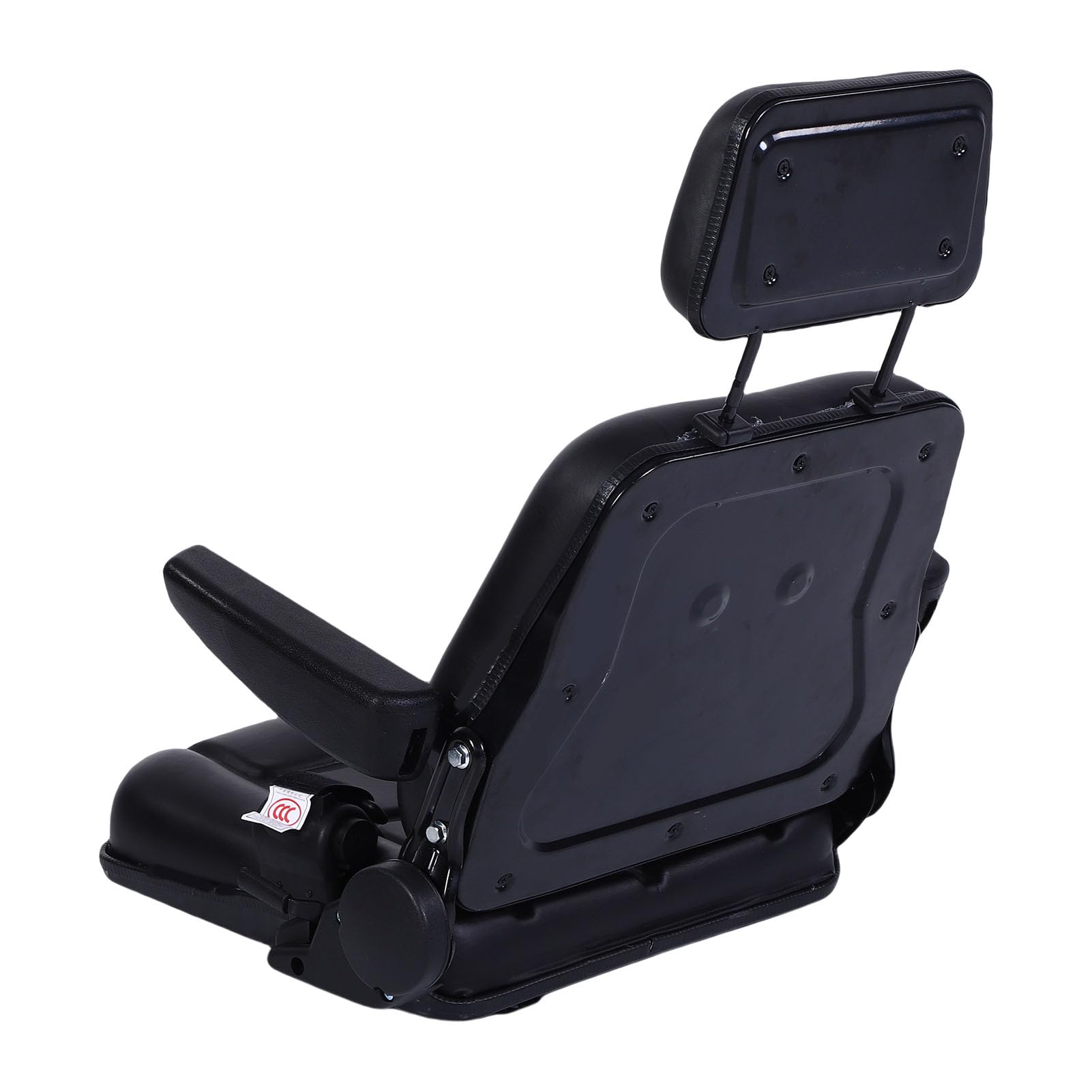 Fabater Bequeme Gabelstapler -Passform für Sitz mit Folienschiene für Mäherbagger, PVC -Ledermaterial, Schwarze Farbe (Mit Armlehne)
