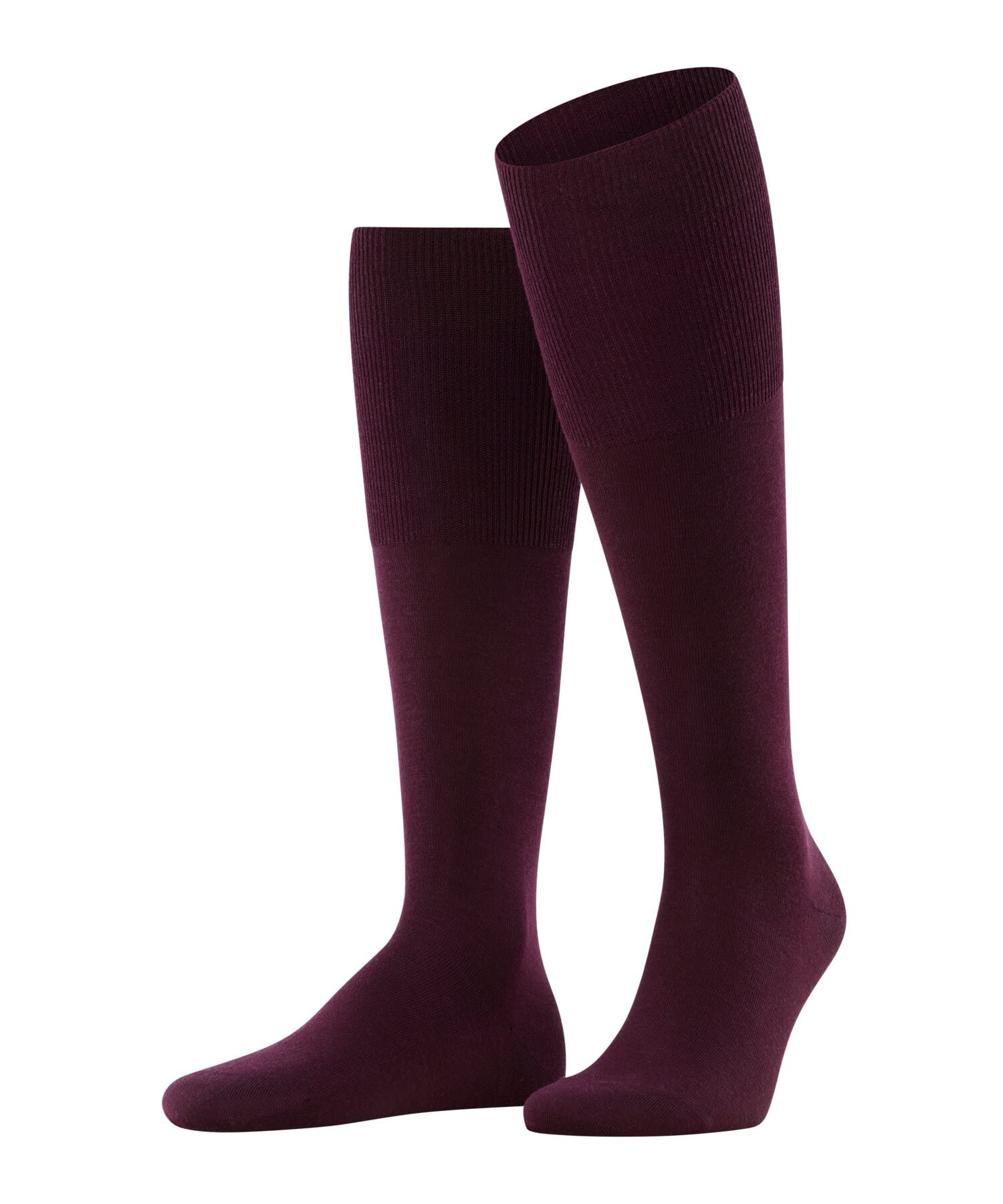 FALKE Mens Airport M Kh Wool Cotton Long Plain Knee-High Socks, Red Barolo 8596, 7-8 UK