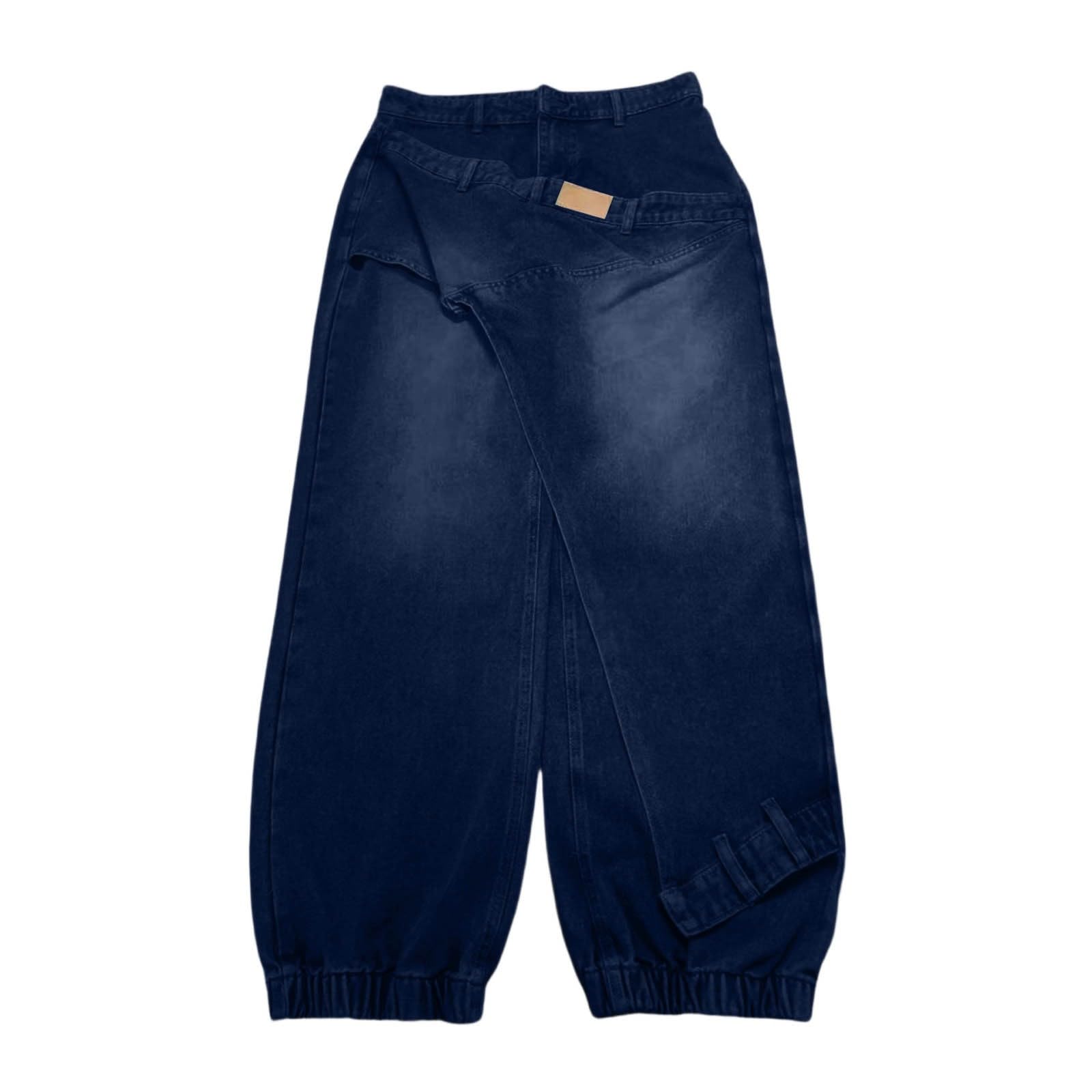 Pantalon en Denim à Jambes Larges et Confortables, avec Un Design à Plusieurs Couches et Une Finition délavée, idéal au Quotidien pour Un Confort Moderne.