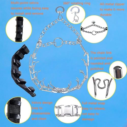 Miniatura 3 de Collar de cadena para perro, con diseño de hebilla de seguridad, masticable duradero de acero inoxidable para perros pequeños, medianos y grandes