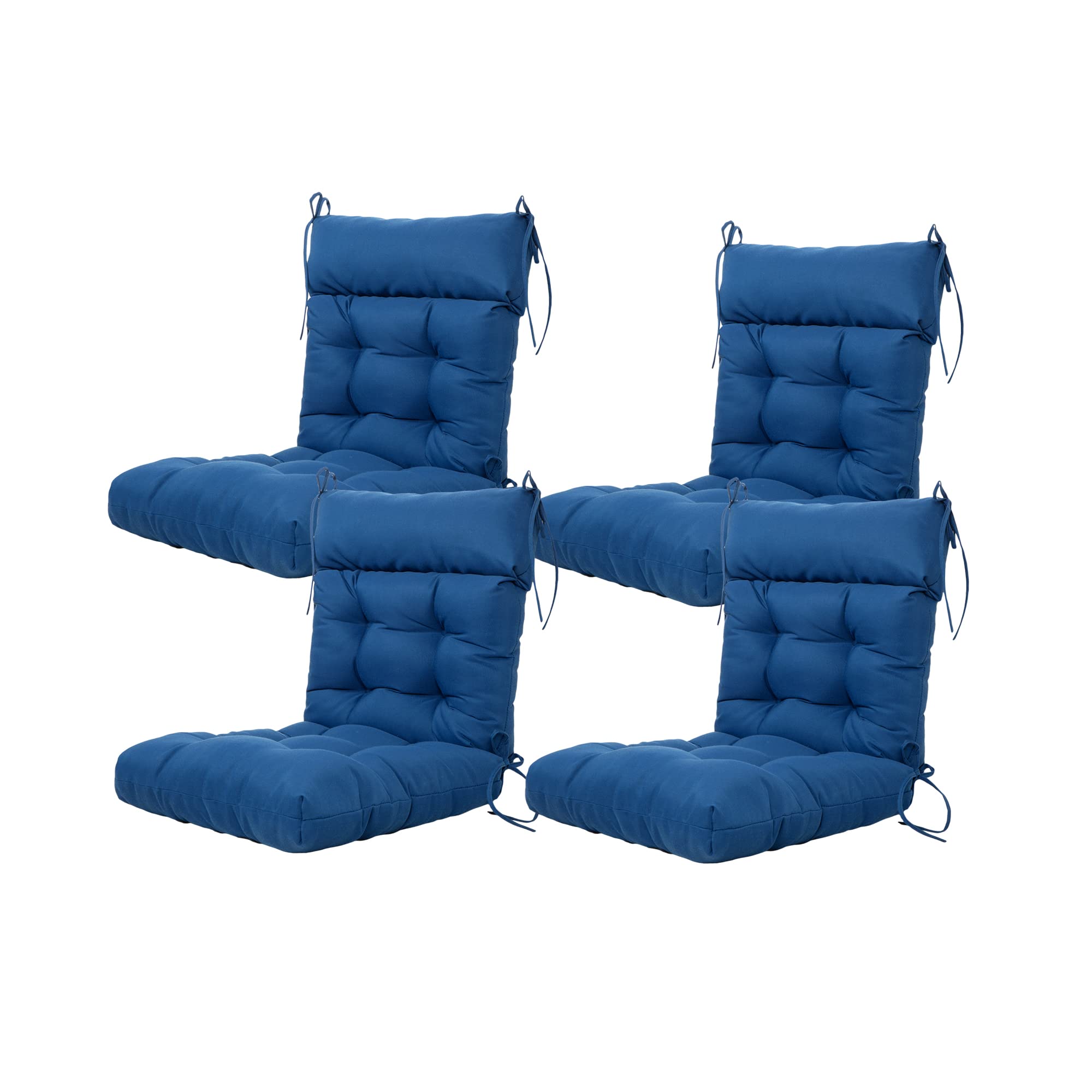 ARTPLAN Patio Chair Cushion,Tufted Adirondack Outdoor Chair Cushion,Wicker High Back Outdoor Seat Cushion,Set of 4, 44"X21"X4" (4 Pack), Classic Blue