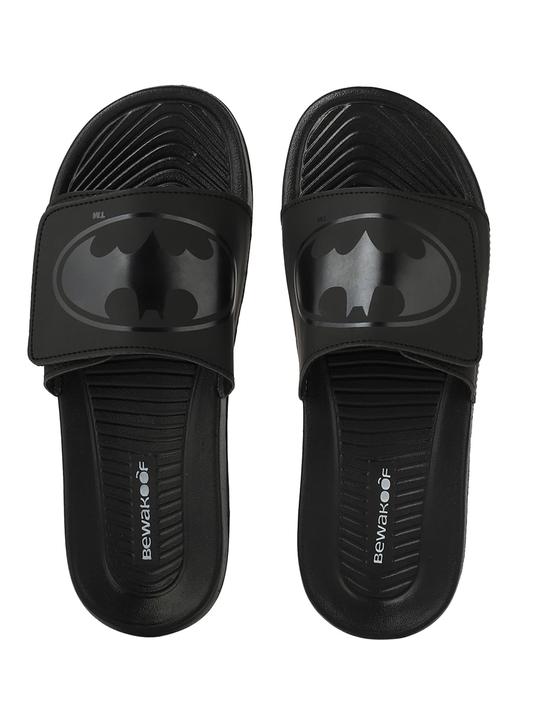 Official DC Merchandise Batman Men's Black Metallic Sigil Comfysole Velcro Sliders-image-46