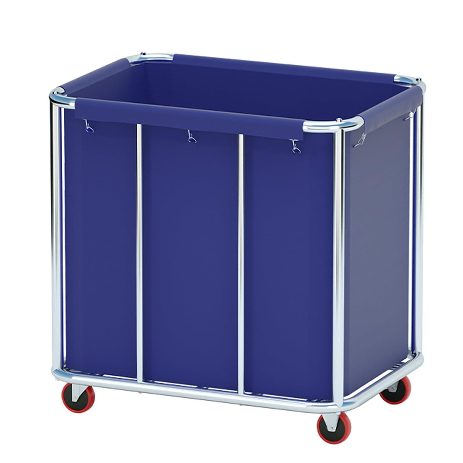 Carrito de lavandería resistente con bolsa de lona extraíble y ruedas, acero inoxidable para un mantenimiento eficiente