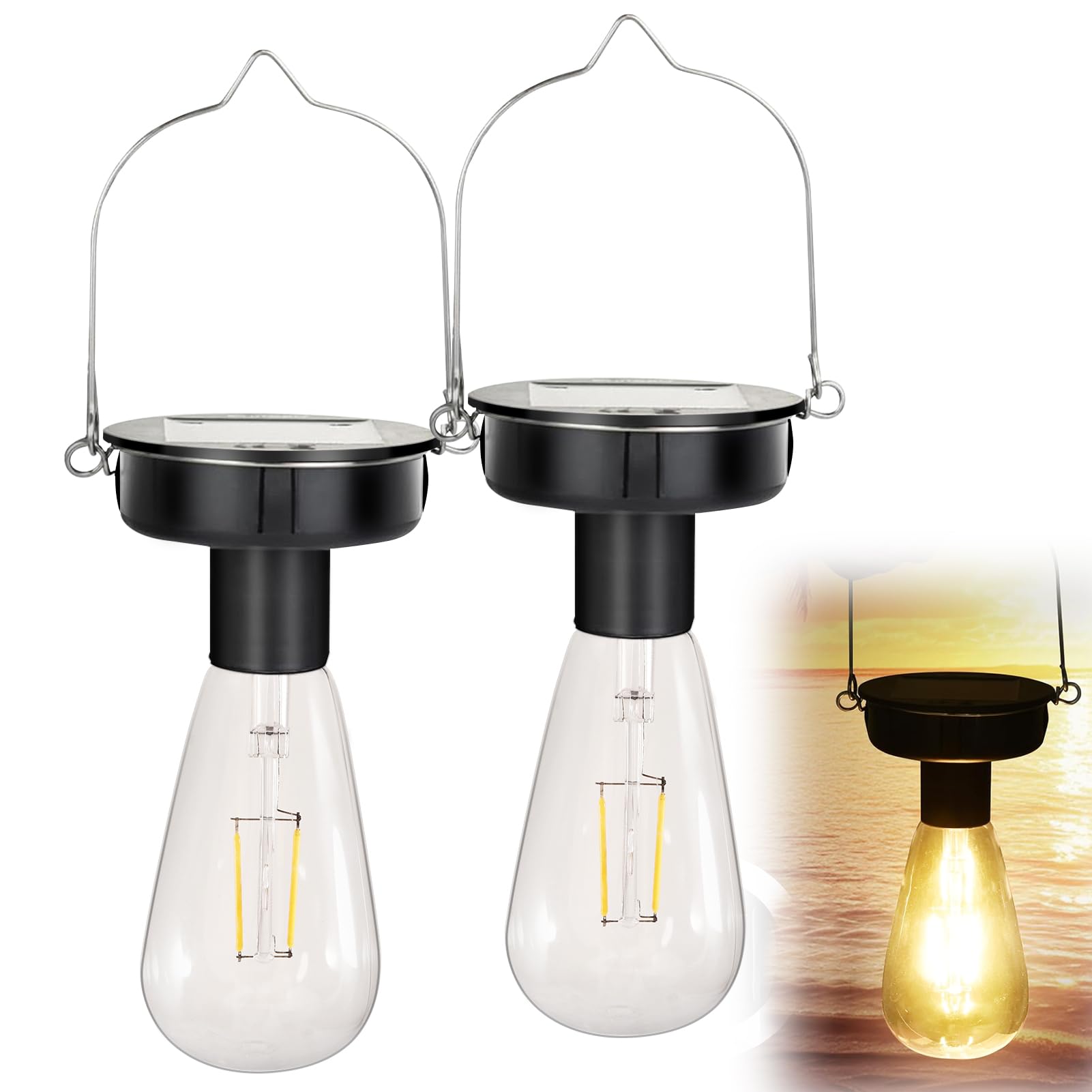 2 Stück Garten Solarleuchten Ersatzteile, 8cm Solarleuchten Ersatz Top für draußen LED Gartenleuchten, Solar Glühbirne Ersatz Solarmodul, Ersatz Solarpanel Hängende für Solarlampen Gartenleuchten Deko