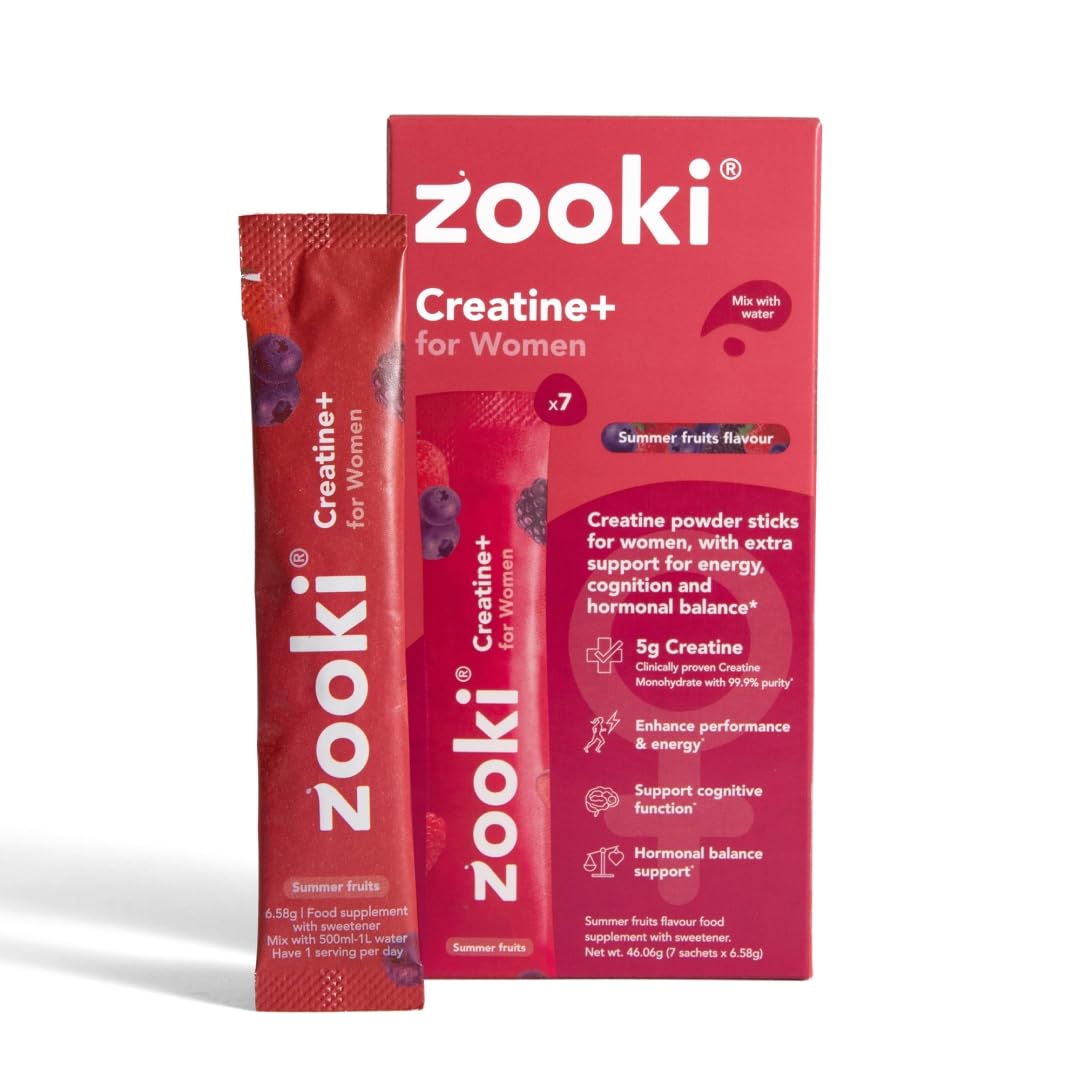 Zooki Creatine+ for Women 5g Monohydrate, Summer Fruits, 7 Servings
