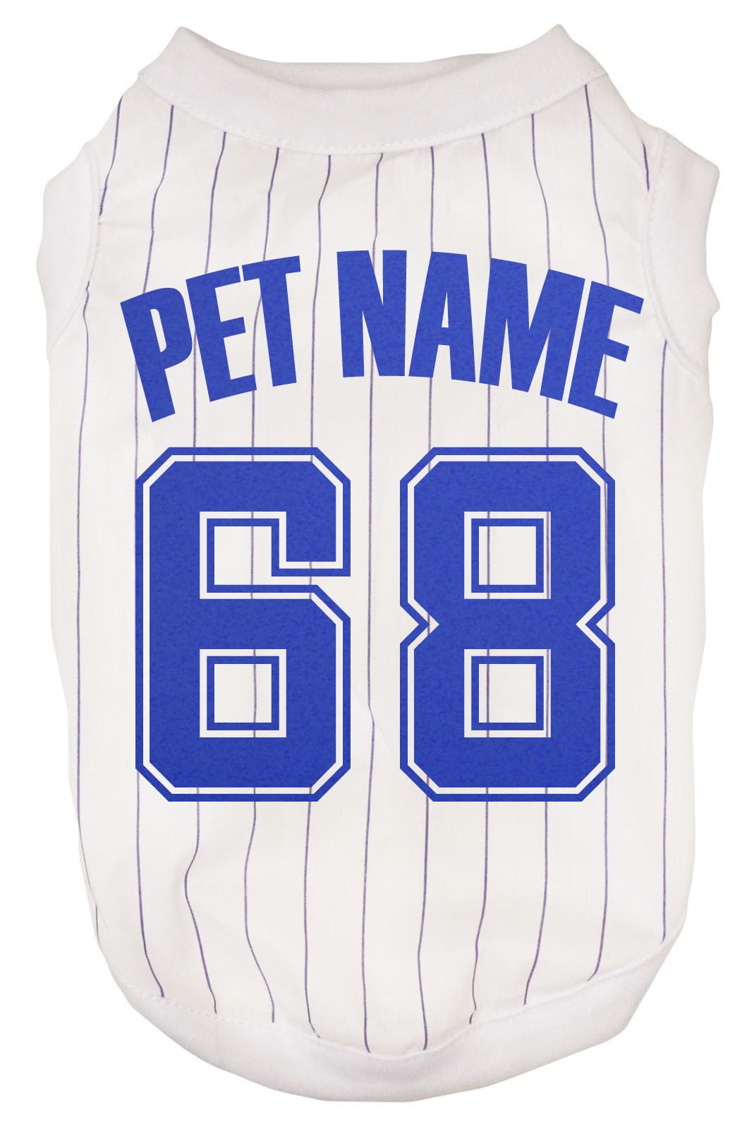Maillot de baseball pour chiot XXL rayé blanc et bleu - Vêtement personnalisé grands chiots