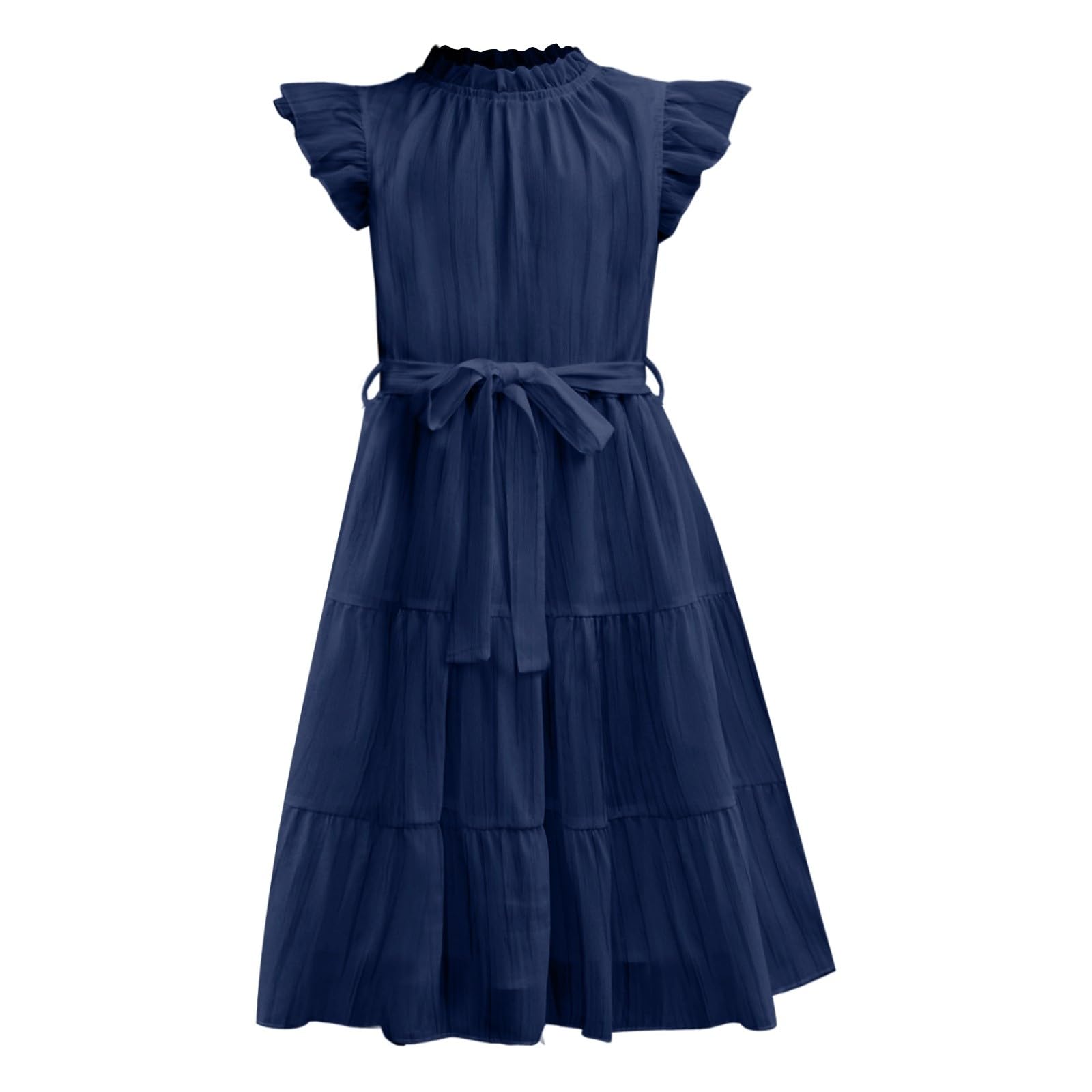 Abito estivo da bambina, formale, con maniche a volant, linea A, casual, alla moda, per bambini, matrimonio, compleanno, festivo, prendisole, abito da damigella d'onore