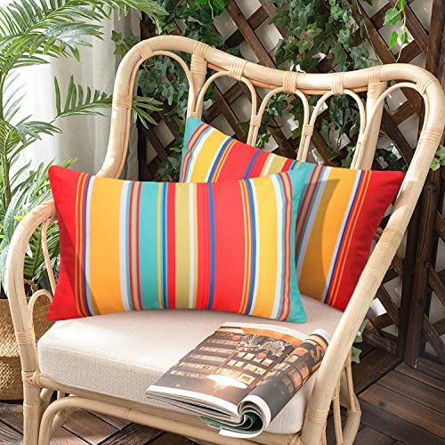 image for Pyonic Lumbar Outdoor Waterproof Throw Pillow Covers Set of 2 Rectangl