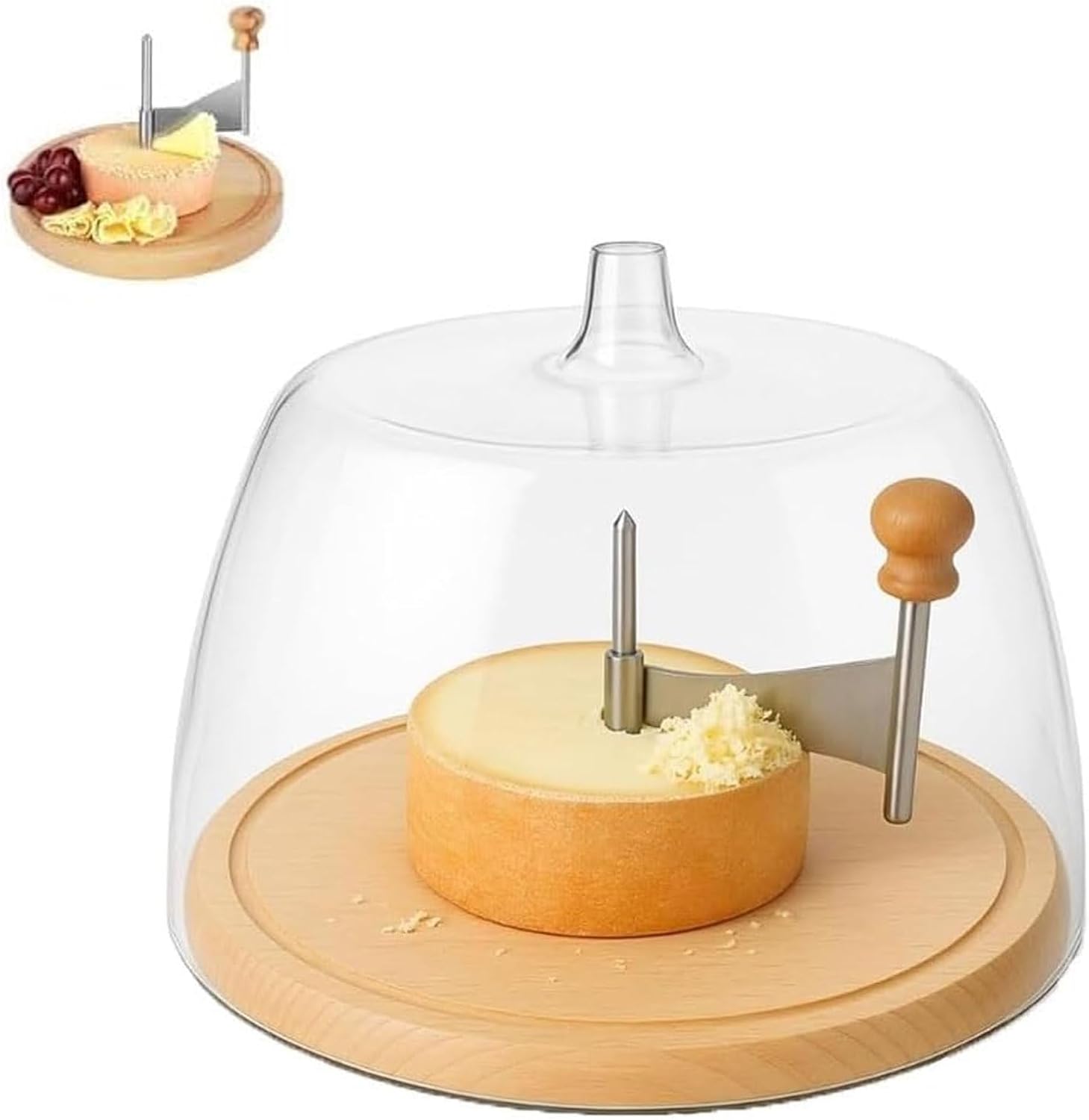 Cheese Curler Flower Maker Wheel Slicer with Lid, Stainless Steel Cheese Shaver & Cutter, Multifunctional Manual Rotating Cheeses Cutter(With cover)