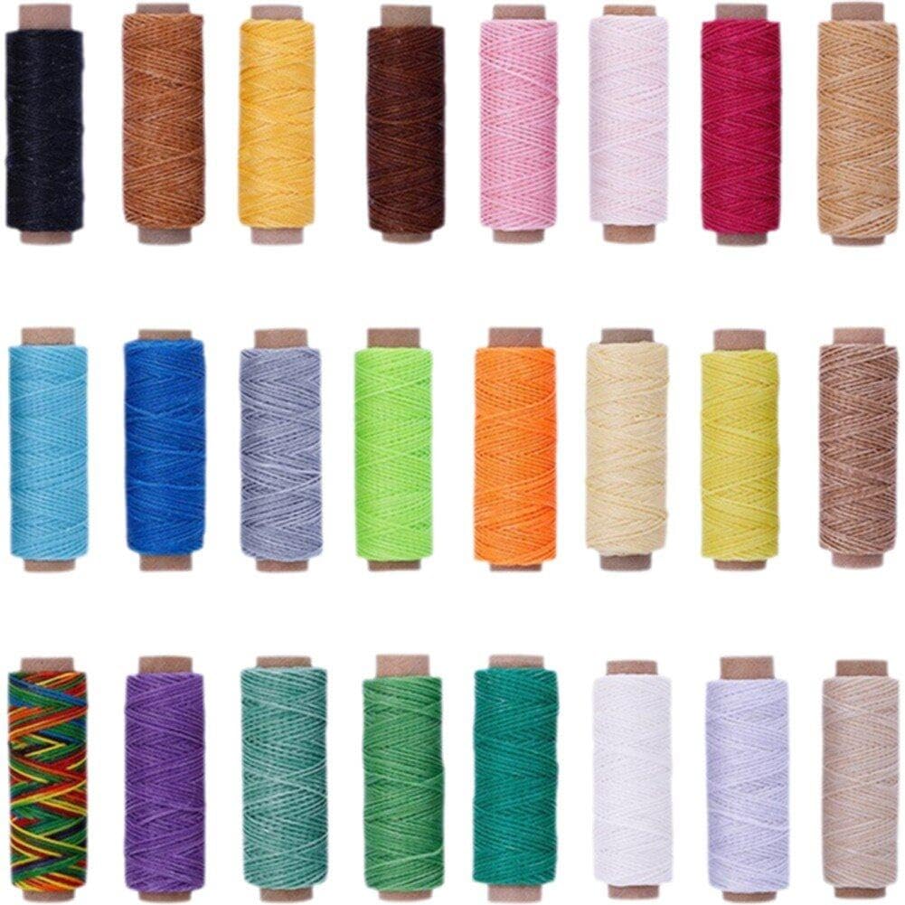 24 Rotoli/Set di Filo Cerato Filo per Cucire a Mano Cavo Cerato per Macchina Cucire Filo per Cucire Multiuso per Artigianato in Pelle