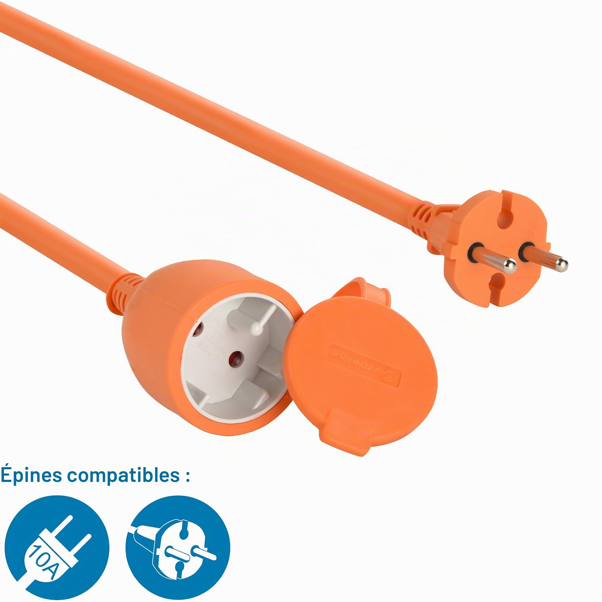 Electraline 01357 Rallonge Prolongateur Jardín 30 mt avec clapet - section 2x1,5 mm² orange