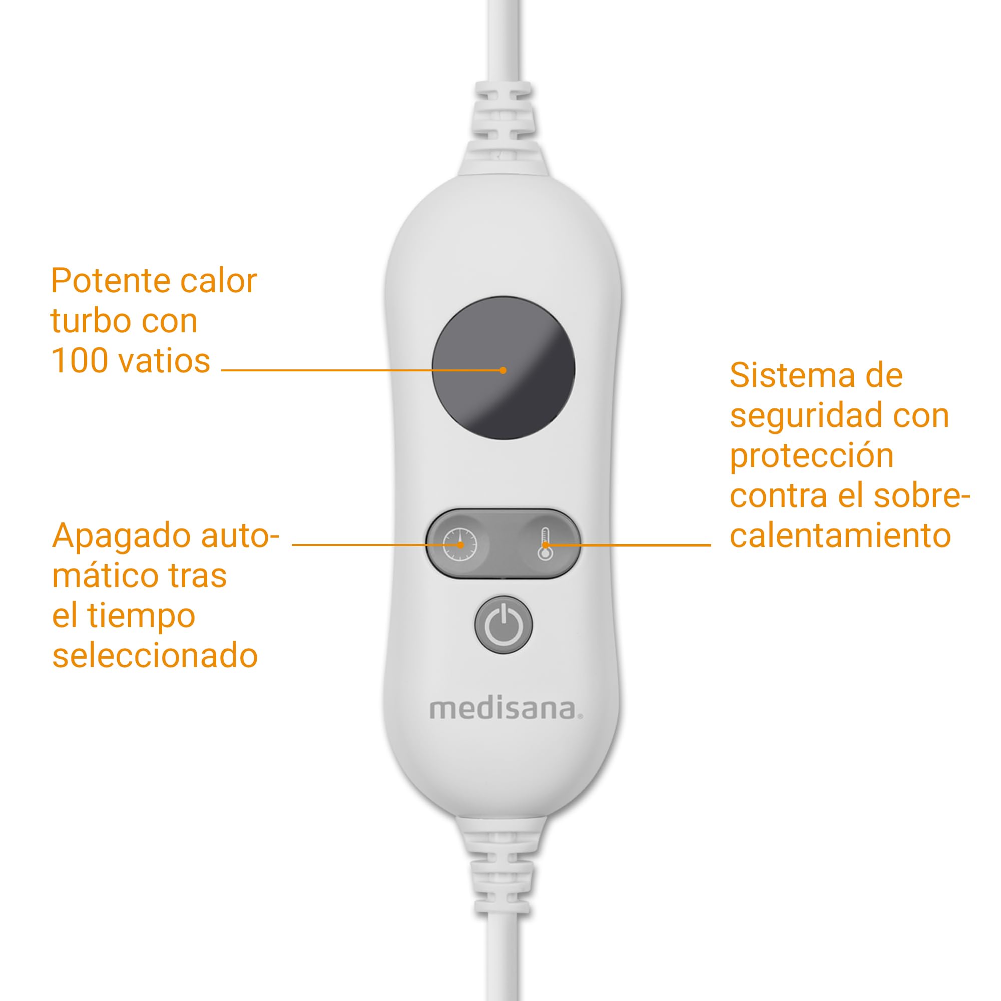 Medisana HU 672 Calefacción de manta súper esponjoso, 150 x 80 cm, apagado automático, protección contra el sobrecalentamiento, 4 ajustes de temperatura, lavable, para todos los colchones estándar