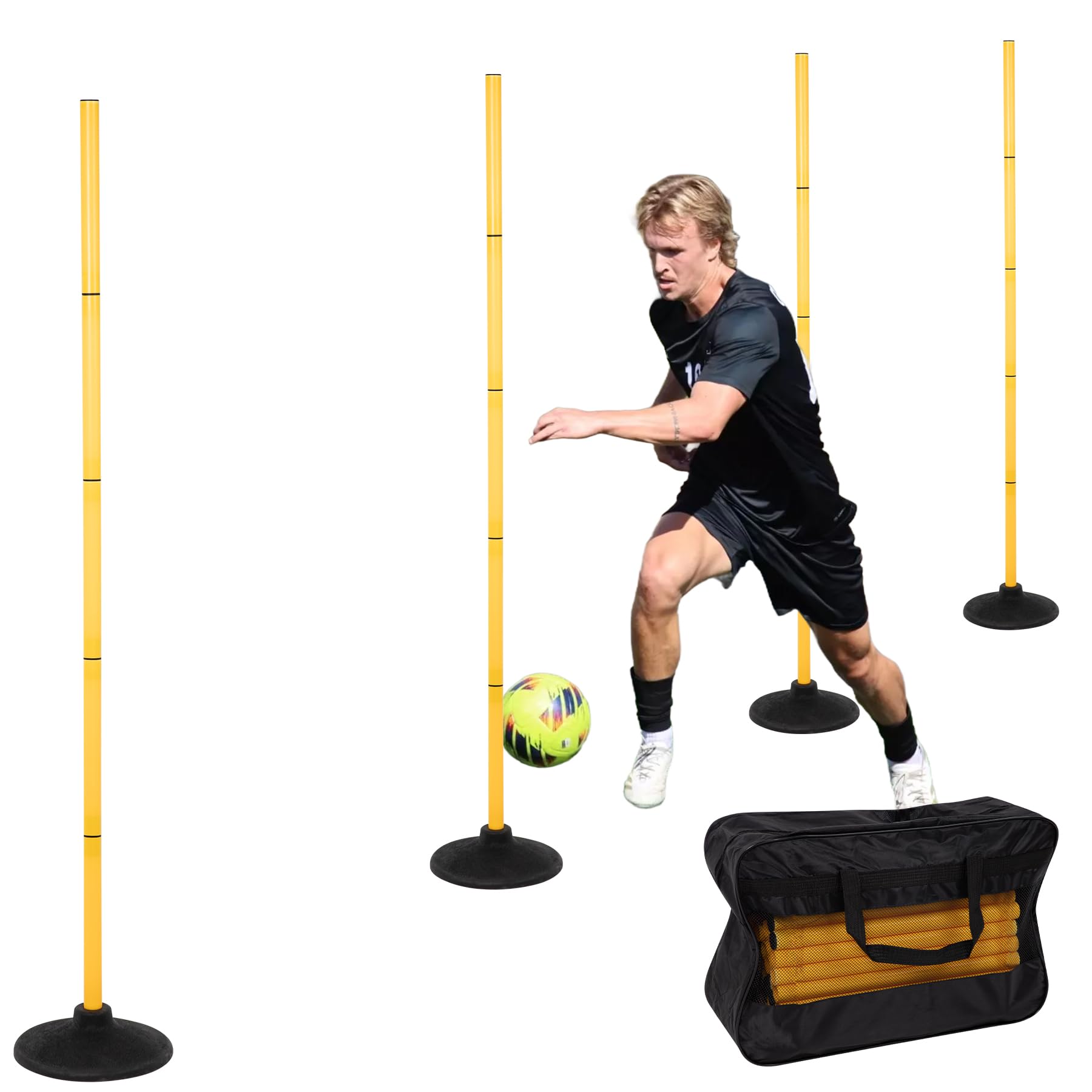 Neoaider 6 FT Agility Poles for Soccer, Basketball, Rugby, Dog, 4 Pack Detachable Soccer Agility Poles w/Rubber Bases, Indoor & Outdoor Use Soccer Poles for Training-picture-35