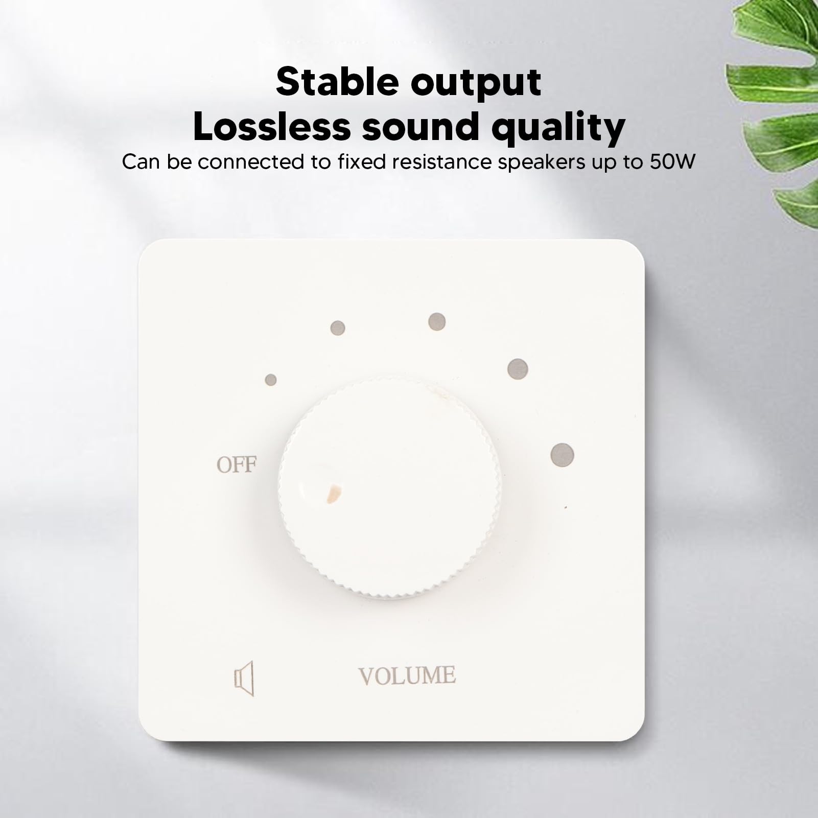 Lautstärkeregler für Wandmontageplatte, 50-W-Lautsprecher-Lautstärkeregler, mit Drehknopf, für HiFi-Heim-Audio-Lautsprecher (Weiß)