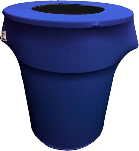 Vista 68 de LA Linen Funda elástica de elastano ajustable para bote de basura Slim Jim de 23 galones, cubierta para contenedor de residuos, decoración de patio