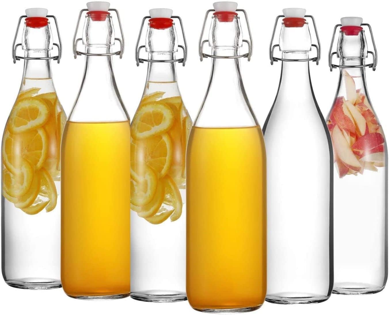 VOIDROPSwing Top Glass Bottles-1L-Flip Bottles With Airtight Caps for Home Brewing, 2nd Fermentation, Water Kefir, Beverages, Soda, Oils, Vinegar, Limoncello, Reusable Water