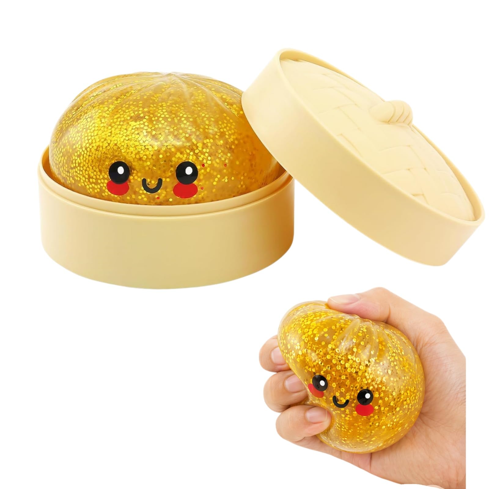 Giant Dumpling, Gold Giant Squishy Dumpling Stress Toy Cute Steamer Bun Design Stress & Anxiety Relief Squishy Dumplings Toys Indoor Outdoor Home Office (H)