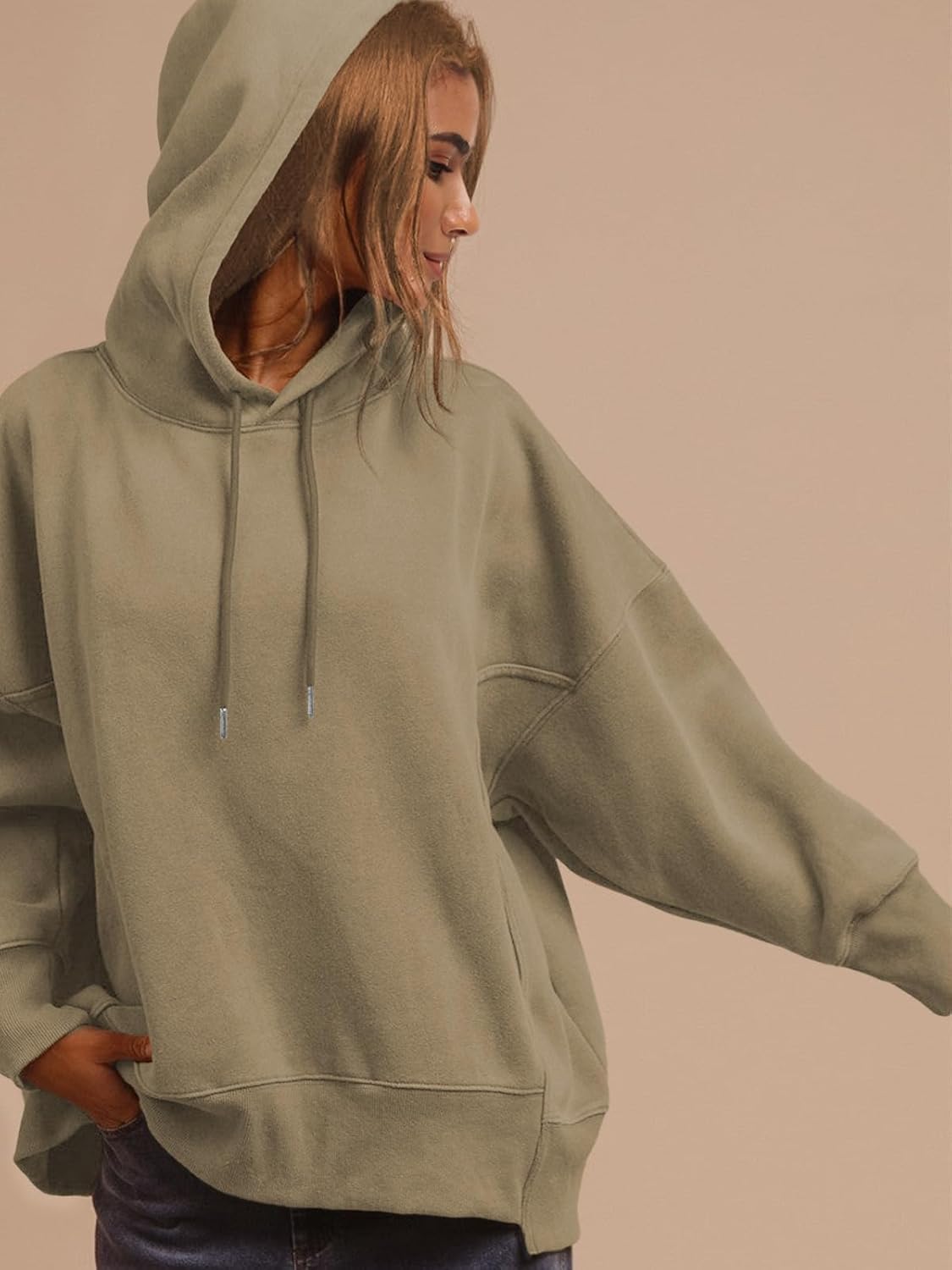 Womens Oversized Hoodies Casual Long Sleeve Drawstring Sweatshirts Pullover Fall Winter Outfits - Image 3