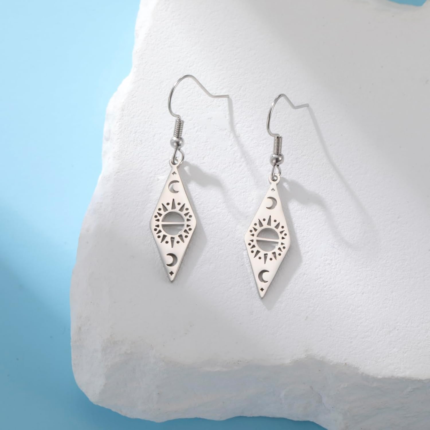 Sun Moon and Star Earrings Stainless Steel Solar System Ascendant Earrings for Women Jewelry - Image 3