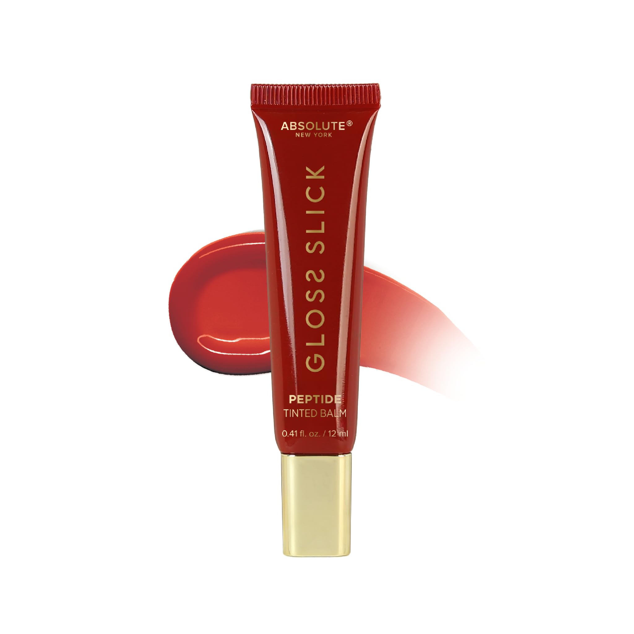 Absolute New York Gloss Slick Peptide Tinted Balm Weightless and Non-Sticky Soft Hydrated and Plump Lips MLPT03 Strawberry