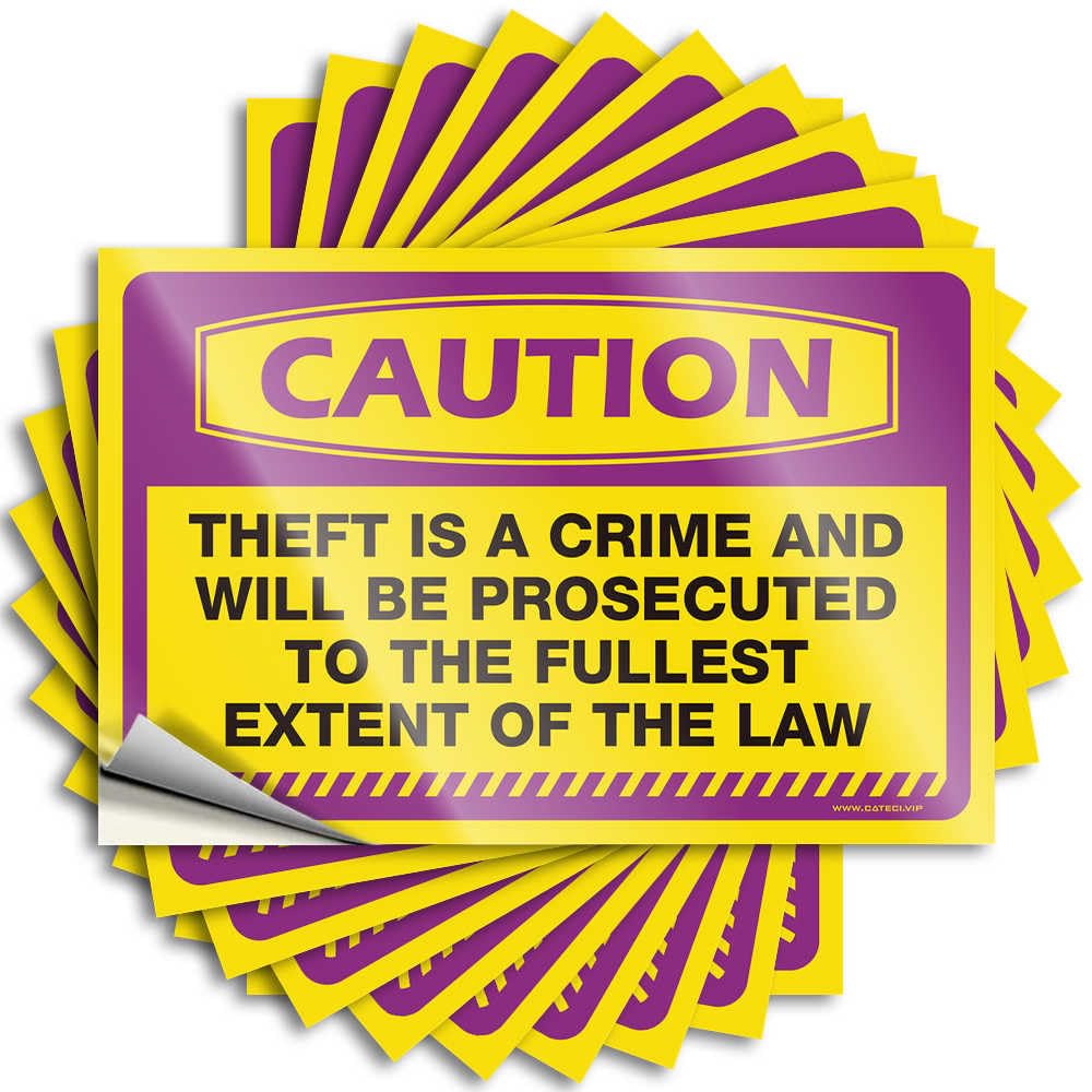 Car Stickers Caution Theft is A Crime and Will Be Prosecuted to The Fullest Extent of The Law Stickers 10Pcs Truck Stickers for Men Tool Decal(6X9CM)