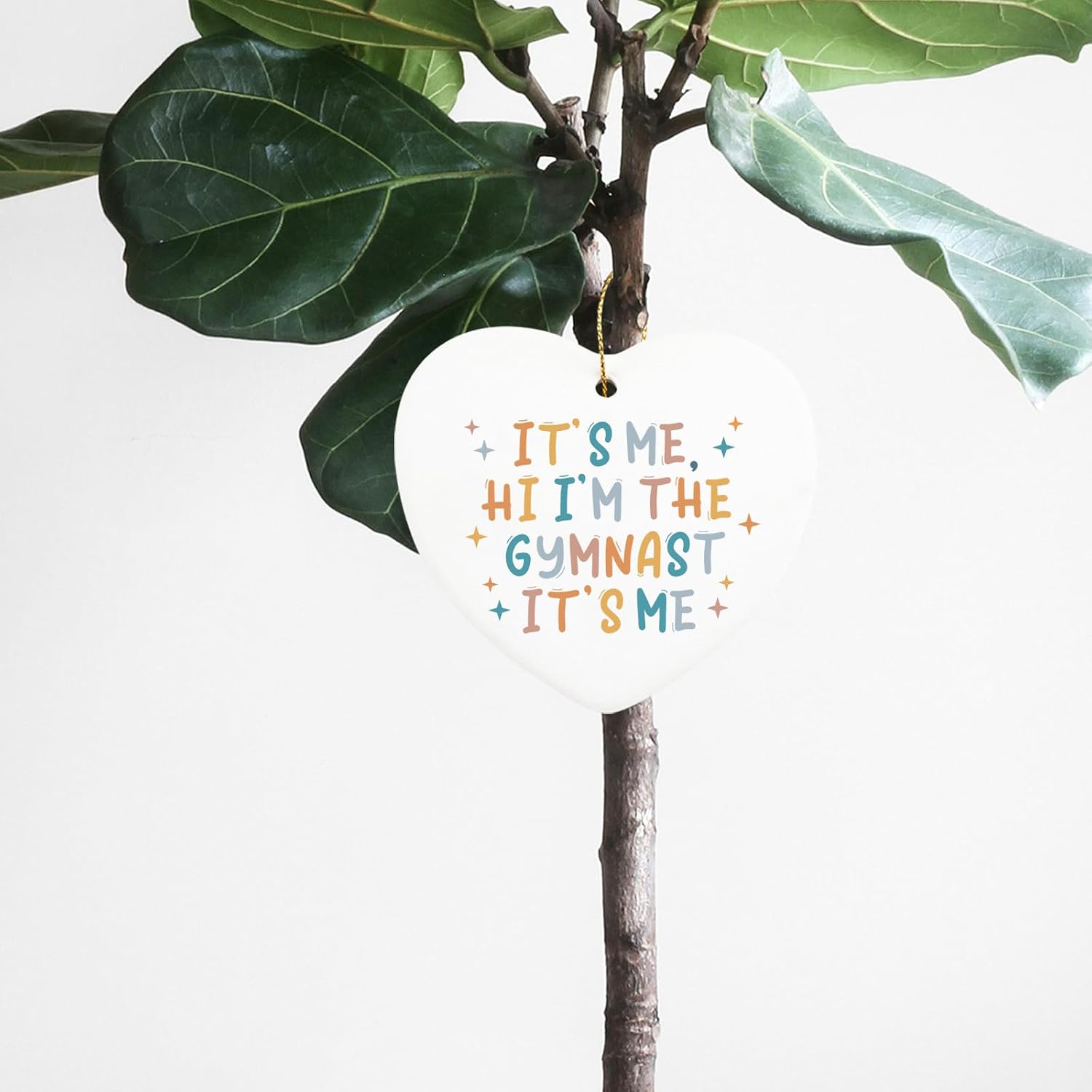 Gymnastics Gifts for Women Men Hanging Ornament It's Me Hi I'm The Gymnast It's Me Gymnastics Stuff Gift Birthday Graduation Team Gifts for Coach Lover Christmas Ceramic Heart Keepsake image 5