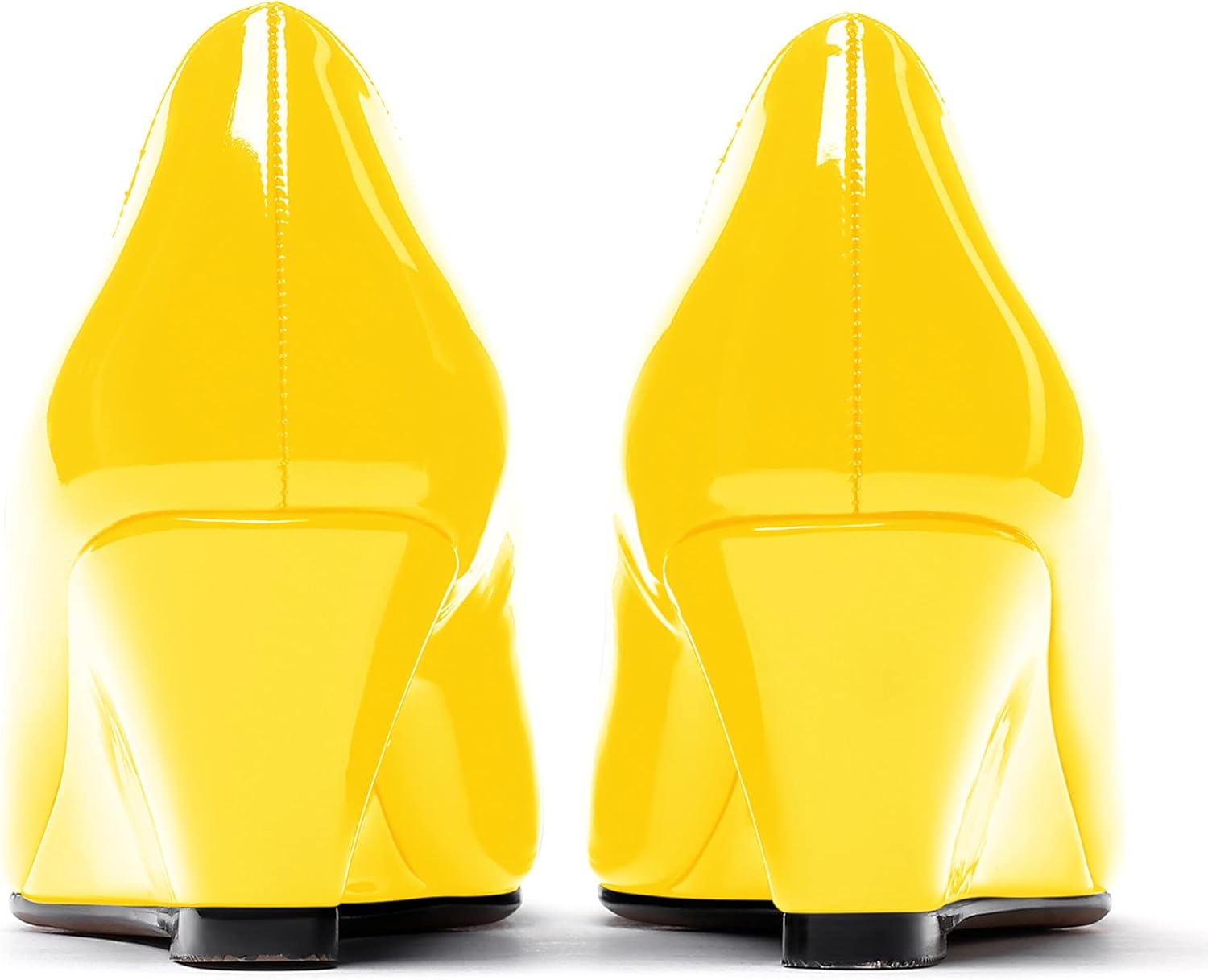 WAYDERNS Women's Slip On Patent Leather Square Toe Low Heel Wedge Pumps Shoes 2 Inch