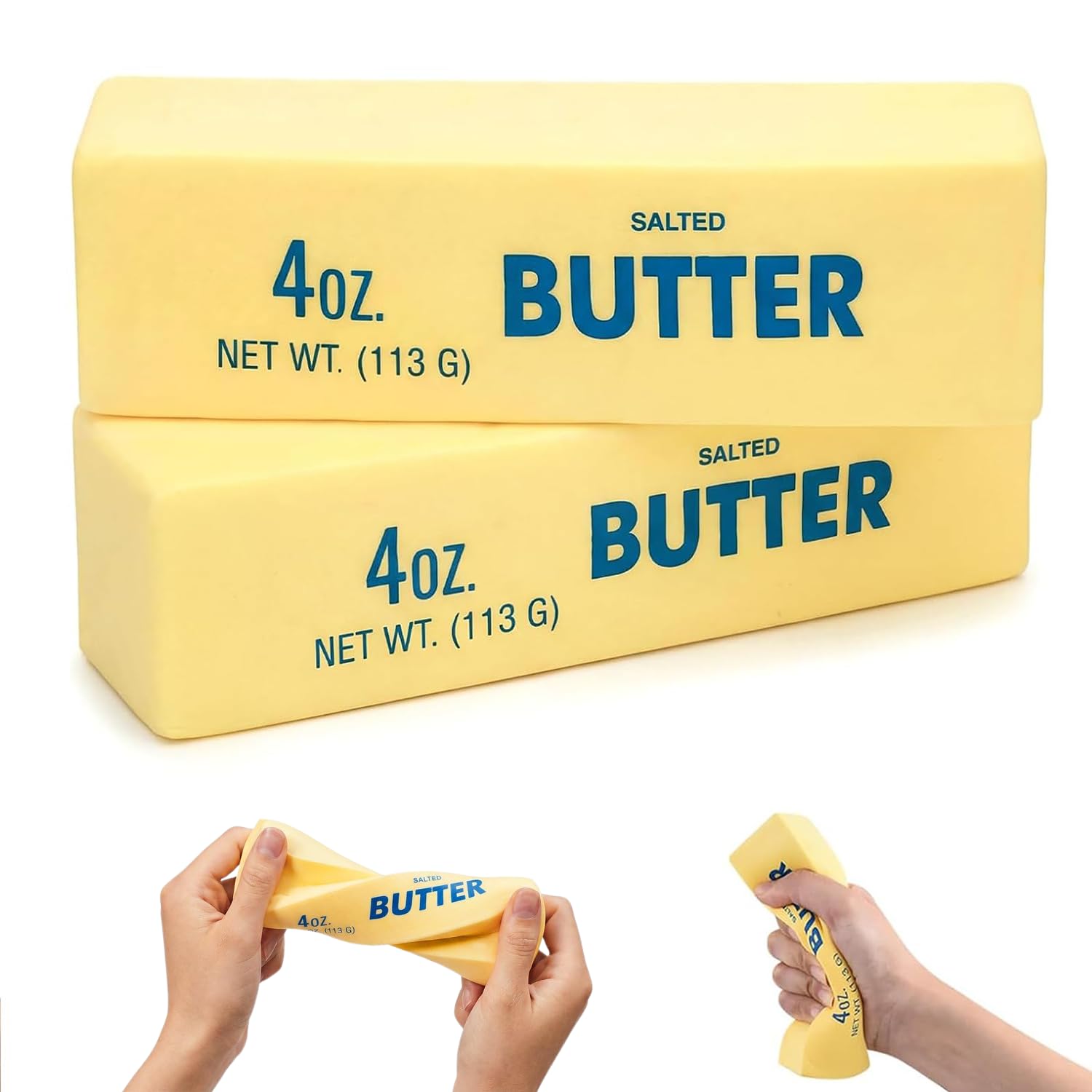 2Pcs Butter & Cheese Soft Squishy Toy Set, Portable Daily Desk Fidget Play Decor