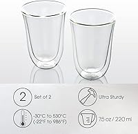 Vista 5 de Brod & Taylor Vasos de vidrio grandes con aislamiento de doble pared (café latte) (juego de 2, 7.5 onzas 7.4 fl oz)
