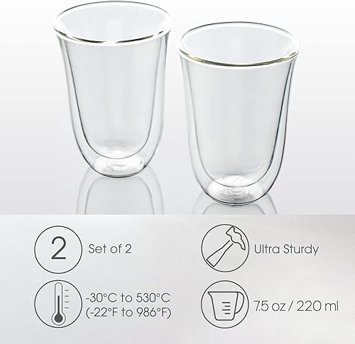 Vista 23 de Brod & Taylor Vasos de vidrio espresso con aislamiento de doble pared (juego de 2, 2 onzas / 2.0 fl oz)