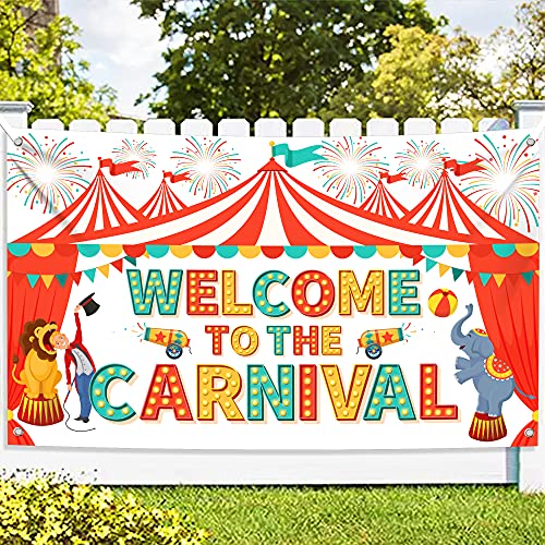 Welcome To The Carnival Banner Backdrop - 72x44 Inch | Carnival Banner for Carnival Theme Party Decorations | Carnival Decorations for Birthday Party | Welcome Carnival Sign for Carnival Decorations