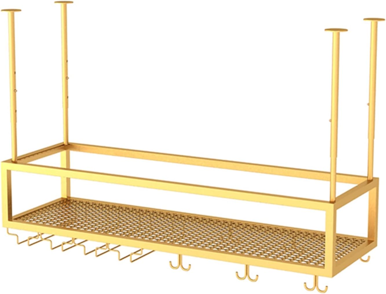 Gold Wine Bottle Holder Ceiling Hanging Metal Rack for Champagne Glasses Wall Shelf Display for Home Bar Kitchen Decor (Size: 100x25x21cm)