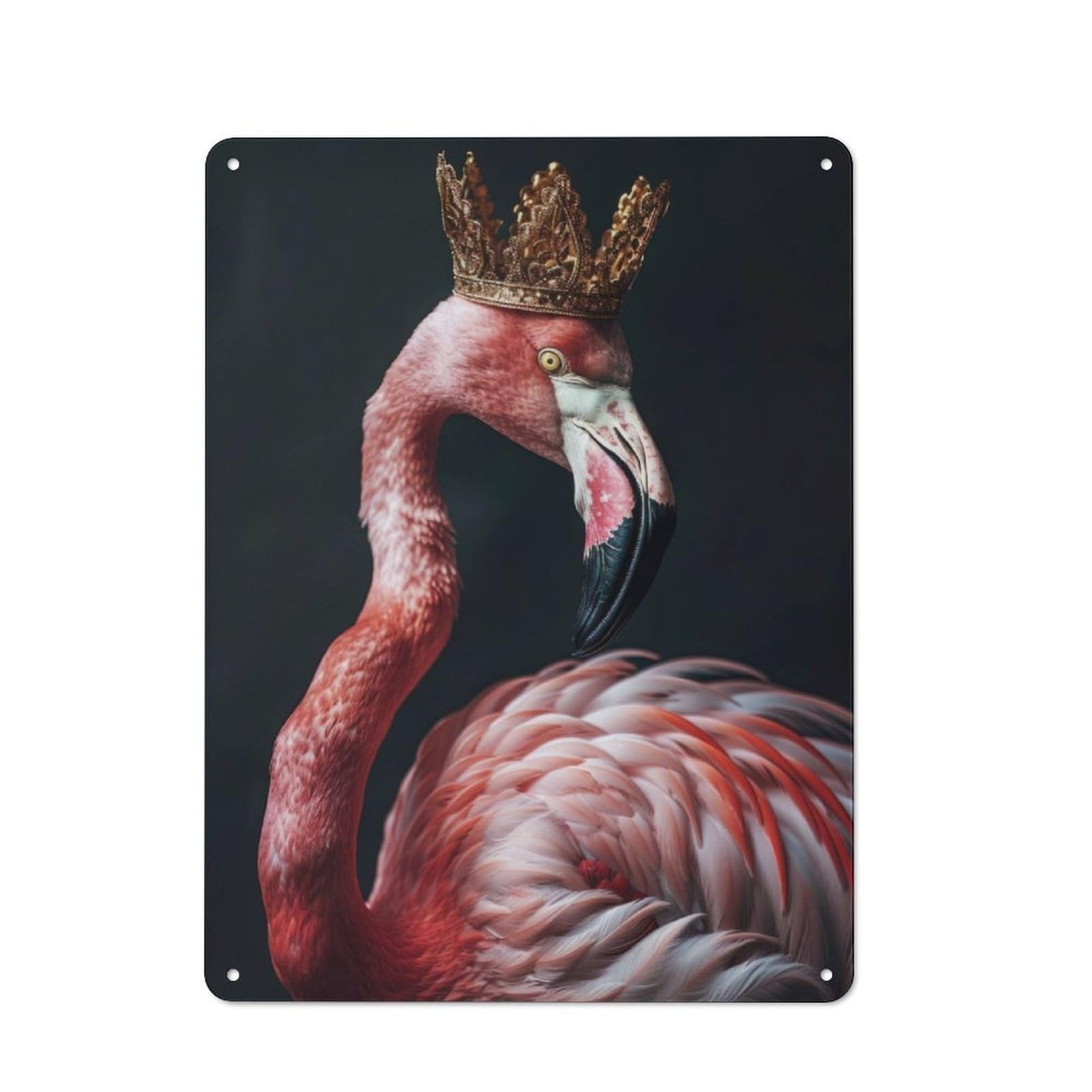 Junmoney Flamingo Elegant King Metal Plaque 40X30cm With For Pub Or Café, Rustic Decor, For Pub Decor Enthusiasts