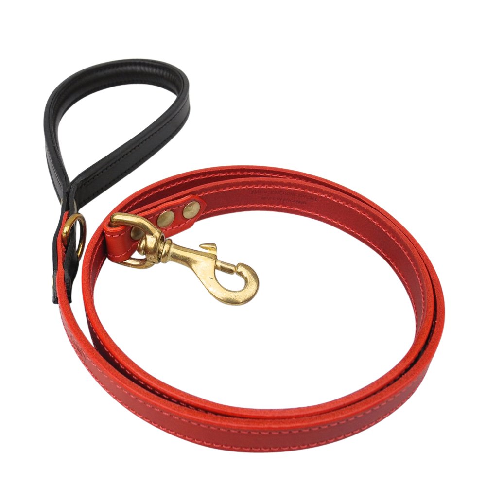 Houndworthy Monogram Luxury Bridle Leather Dog Lead, 120 cm, Oxblood Red