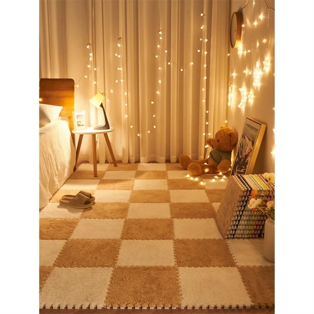 30 stücke 30x30cm DIY Nordic Boden Matte Spleißen Teppich Plüsch Samt Schlafzimmer Zimmer Mädchen Rosa Matte Puzzle plüsch Matten for Kommerziellen Und Zu Hause Decorat(Pink Purple White)