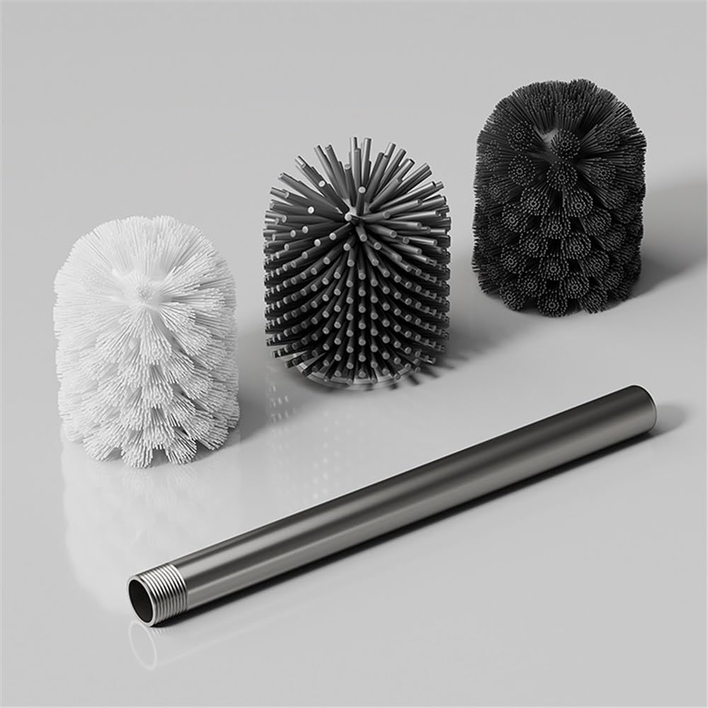 Cepillo de inodoro con cabezal de silicona para limpieza de baño, limpiador de inodoro duradero para uso doméstico, suministros de baño eficaces, fácil de limpiar y mantener