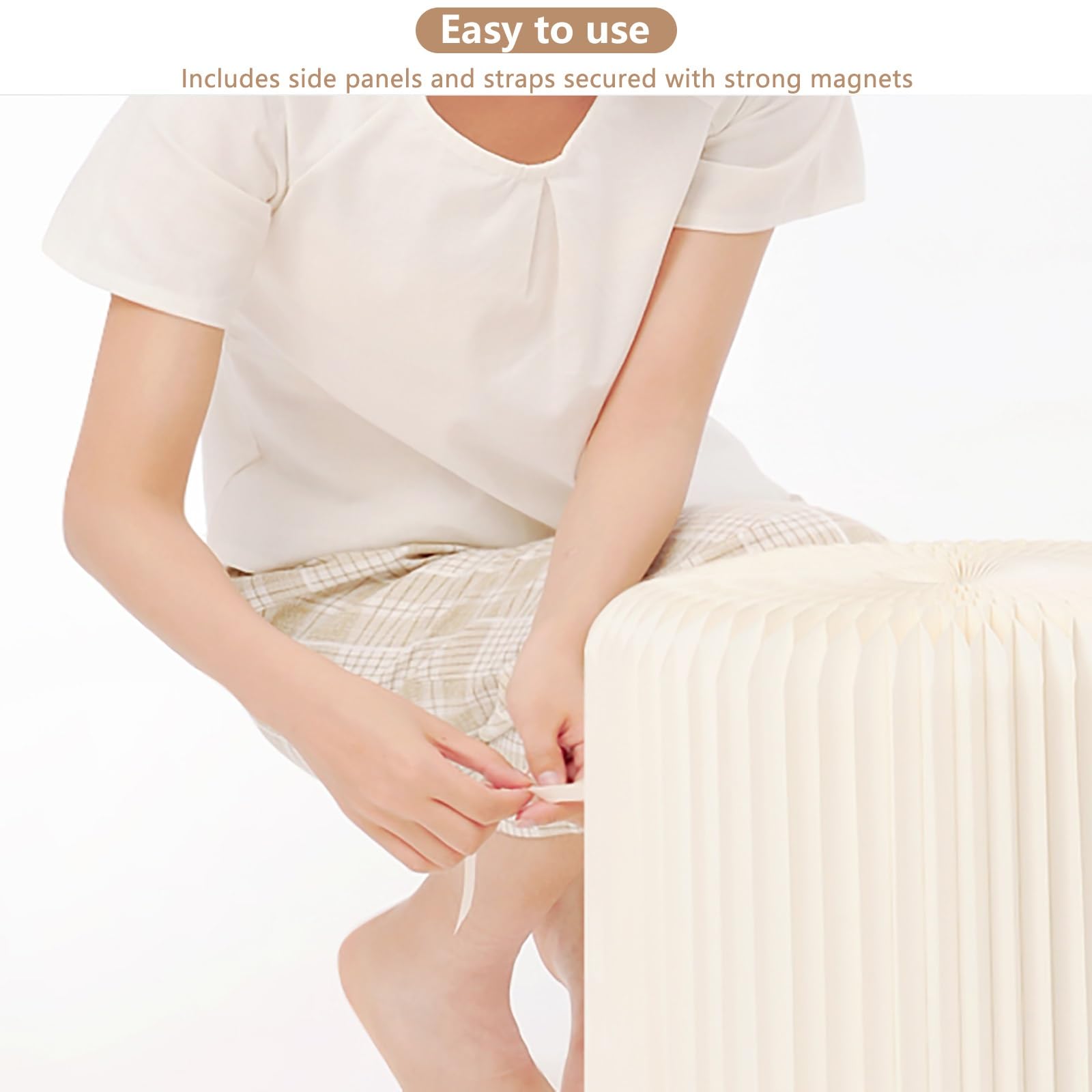Tabouret Pliant en Papier Kraft avec Coussin Facile à Monter Convient Aux Centres Commerciaux Cabines D'Essayage Expositions Et Chambres(Marron,44cm(17.3in))