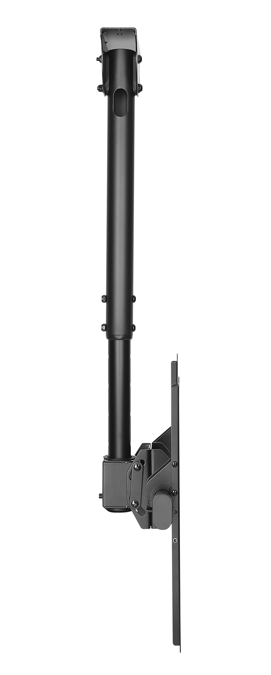 HALTERUNGSPROFI DHS6001 - Supporto da soffitto inclinabile, girevole a 360°, per 40, 42, 46, 47, 50, 55, 60, 63, 65, 70 pollici, TV VESA fino a 600 x 400, ideale per LCD LED TV 4K UHD