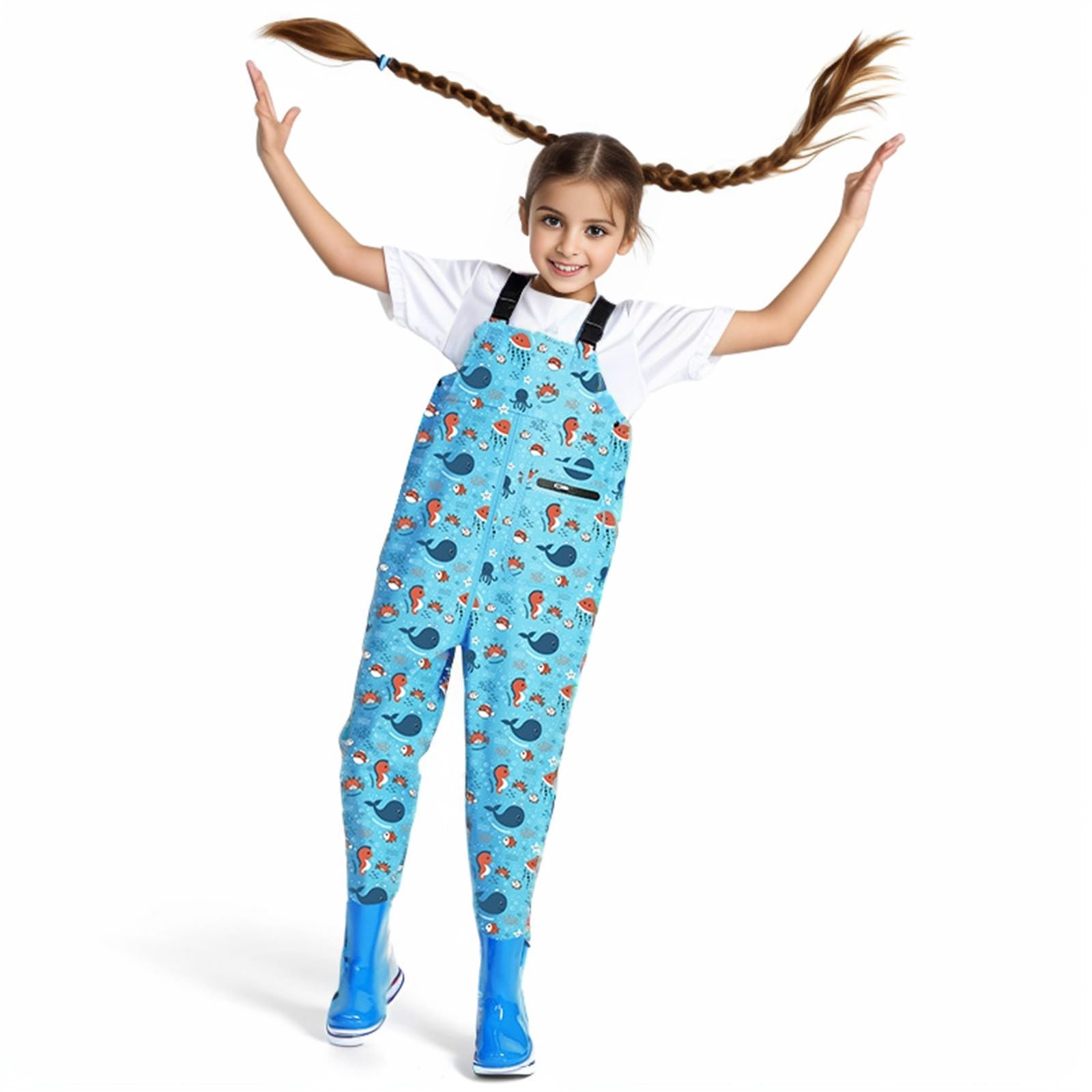 Trampolieri per bambini a forma di animale dei cartoni animati, Trampolieri da pesca per giovani per bambini piccoli, Trampolieri per caccia e pesca a prova di acqua con stivali per ragazze/A