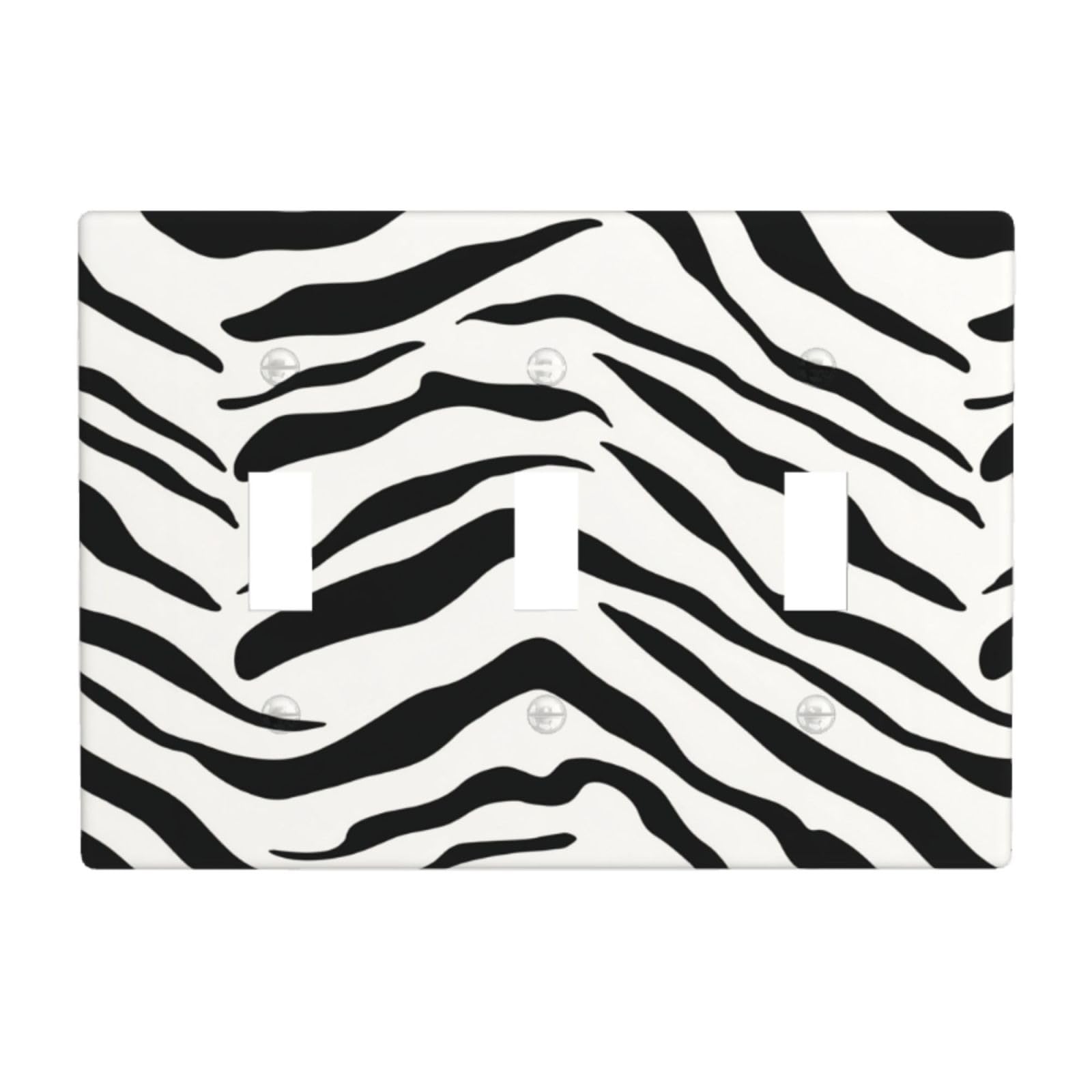 Zebra Stripe Pattern Minimalist Light Switch Covers 3 Gang Triple Toggle Wall Plate Switchplate Electrical Faceplate for Bathroom Kitchen Bedroom Decor
