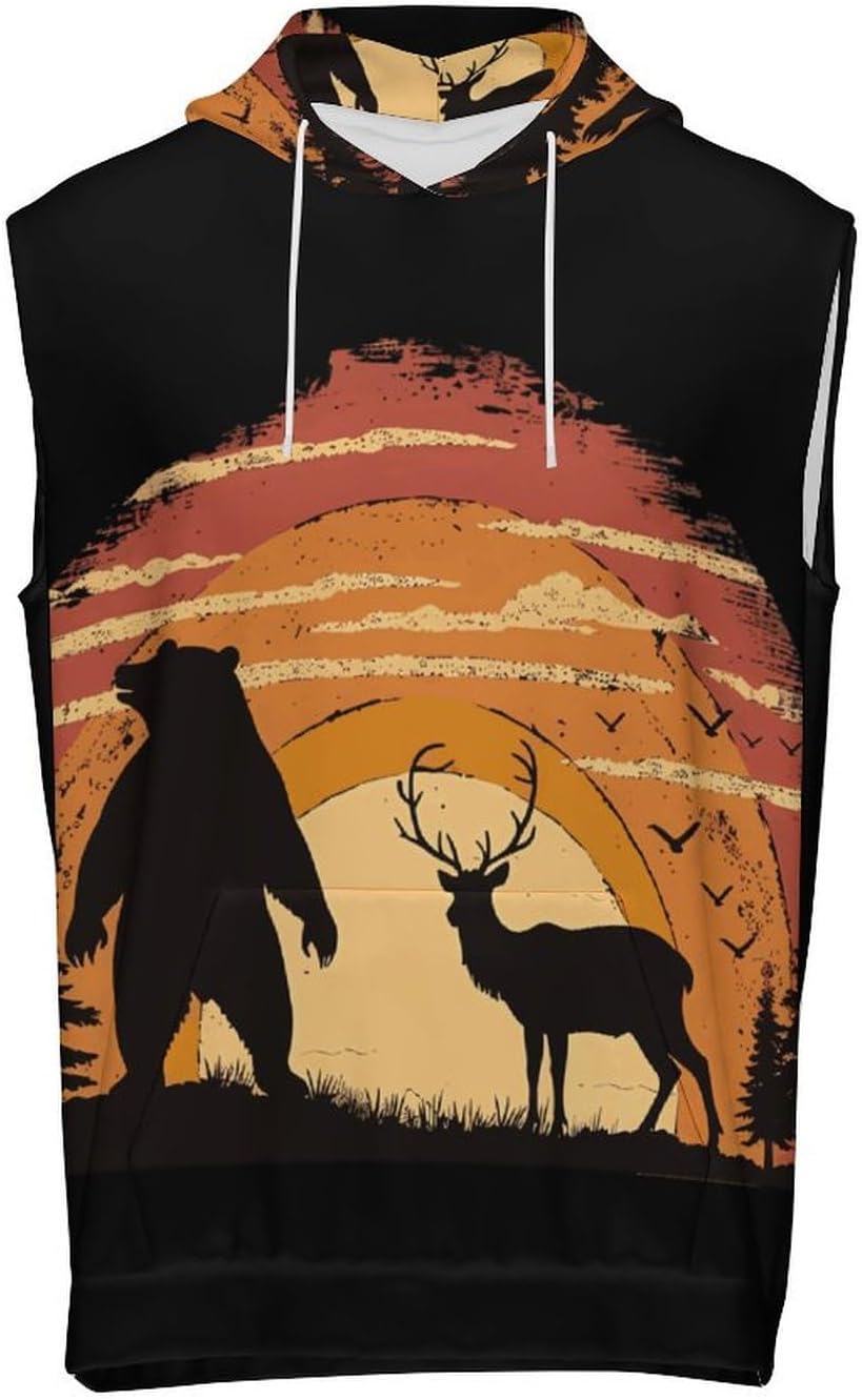 Men's Workout Hooded Tank Tops Sleeveless Muscle Gym T-Shirts