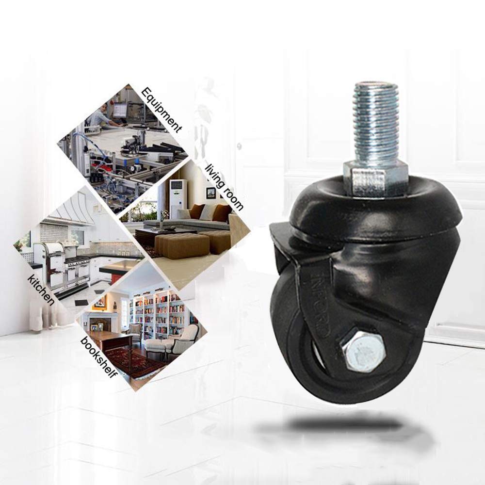 Ruote,Rotelle per piastre Rotelle per mobili da 2 pollici, Rotelle industriali per montaggio su stelo filettato, Rotelle per piastre, piastre fisse - Girevole a 360° - con freni - Asta filet