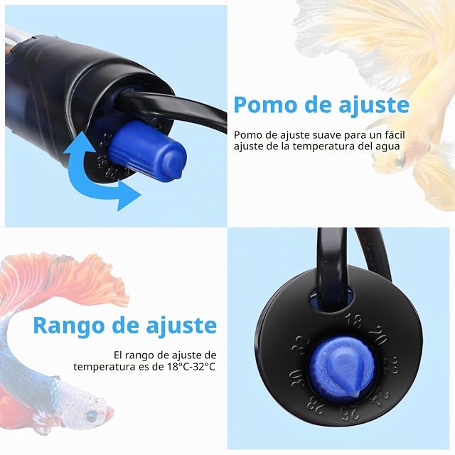 Foto 2 de 7 de Nobleza - Calentador de Acuario 30-100L, 100W Calefactor de Acuarios Sumergible con Termostato, Calefacción…
