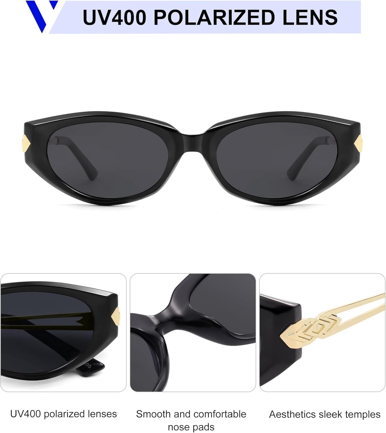 VANLINKER Polarized Trendy Fashion Small Oval Cat Eye Sunglasses for Women 2025 Retro Vintage Shades VL9863 - Image 4