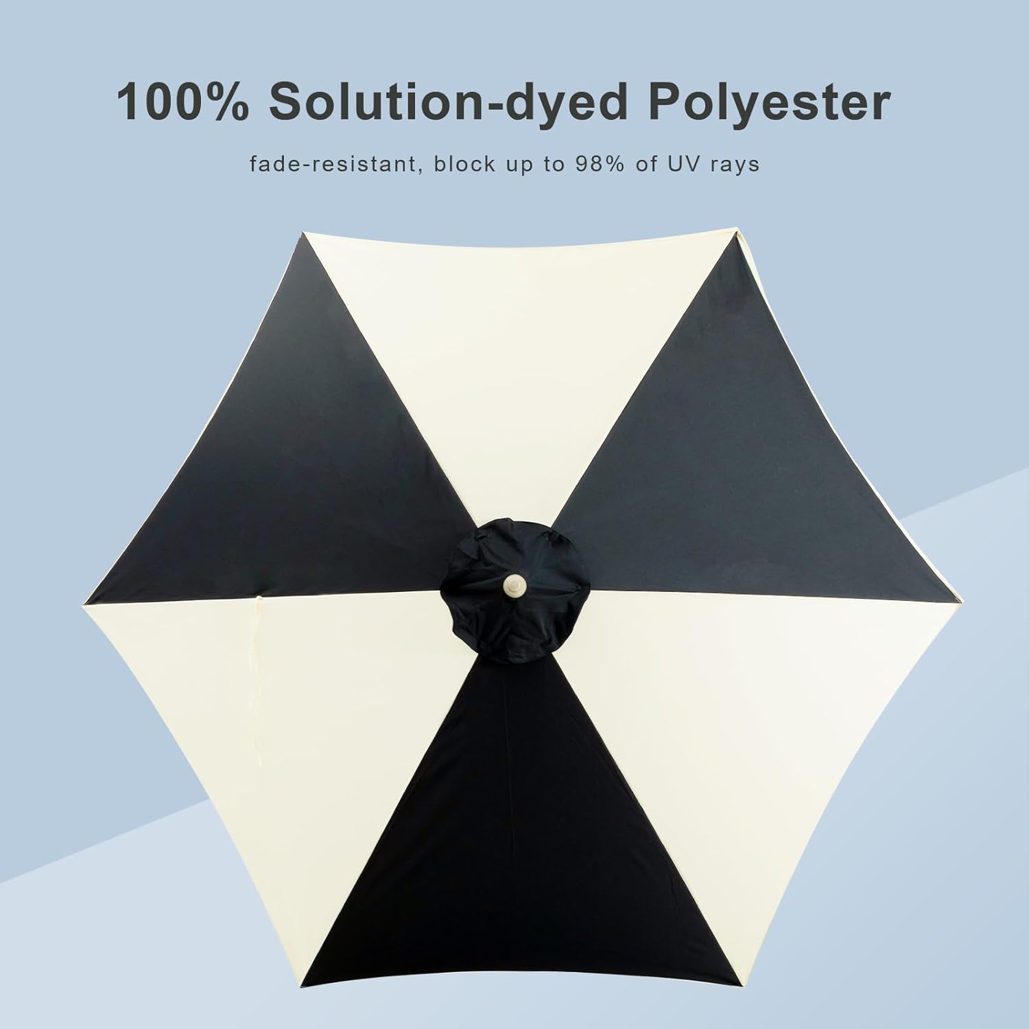 Tempera 9ft Scalloped Patio Umbrellas with Fringe, Market Umbrellas with Water-Resistant and Fade Resistant Canopy, 1.5" Wood Pole & Button Tilt.