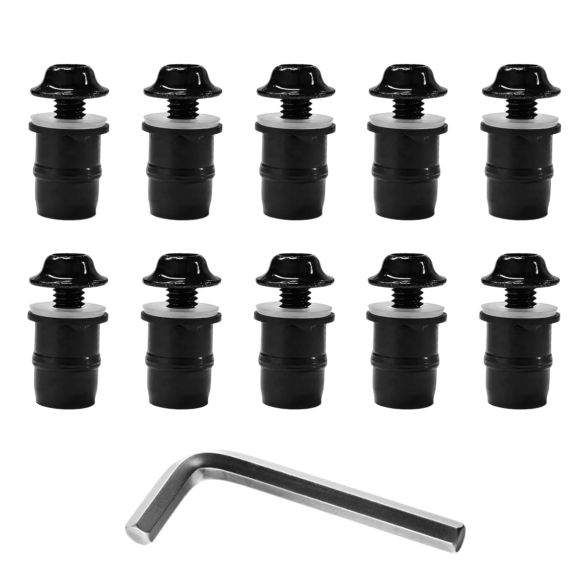 KVAEY 10 PCS Motorcycle Windshield Bolt Screw Kit, Aluminum Alloy Windscreen Mounting Bolt Screws, Universal Windshield Screws Bolts Nuts for Motorcycle Fairings, Car Accessories (Black)